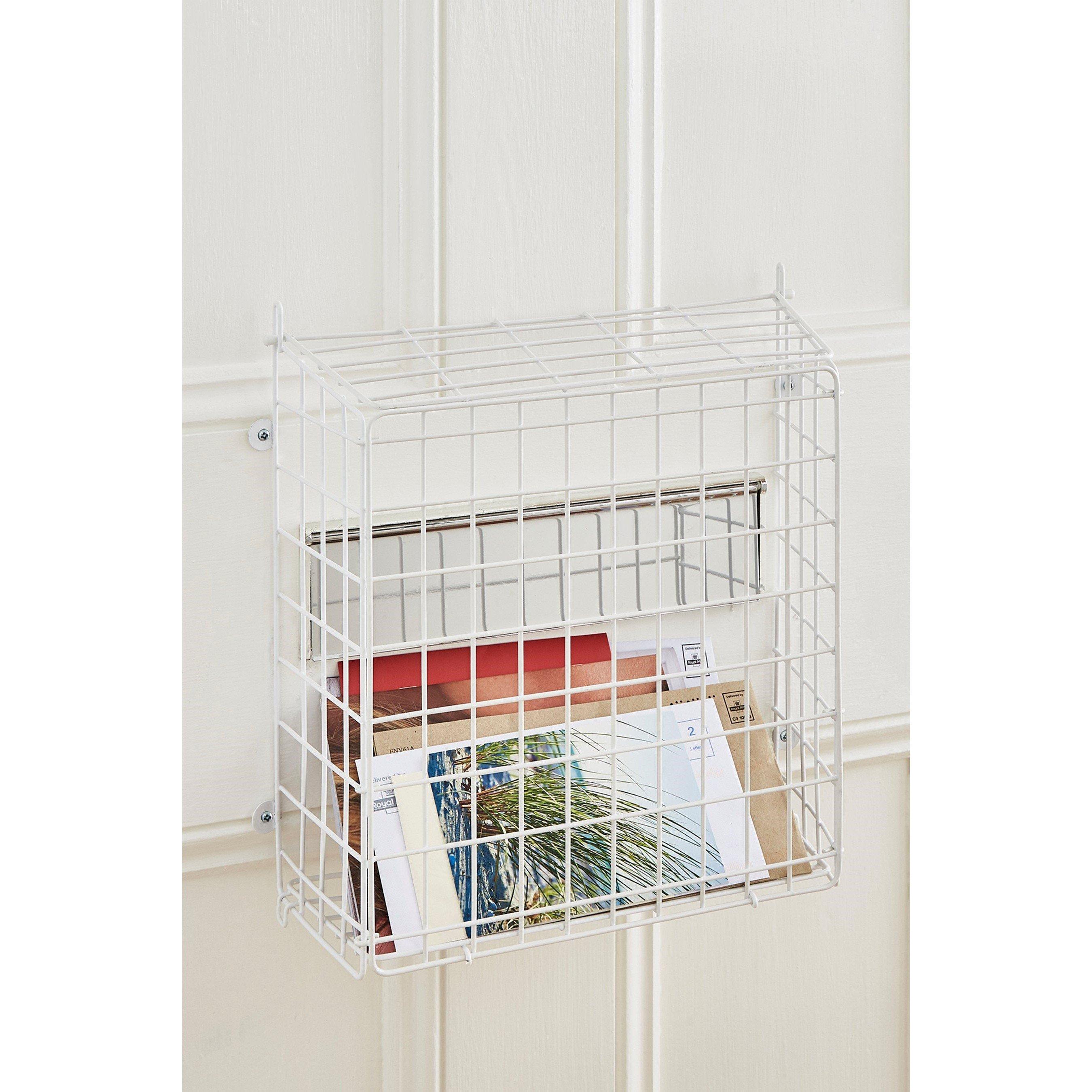 White - Homelife - White Letter Box Catcher Basket With Lift Up Lid