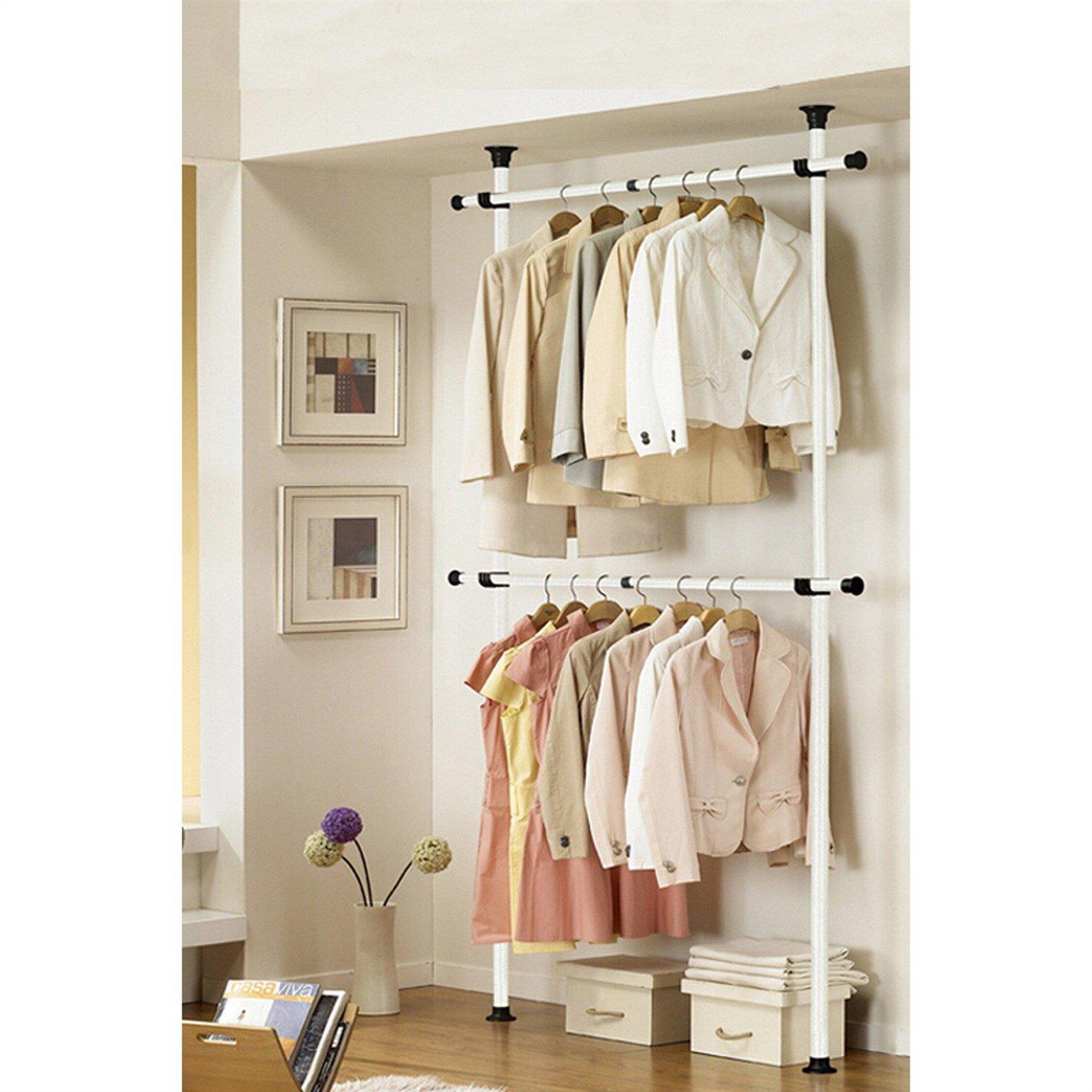 White - House of Home - Single Telescopic Wardrobe Organiser - 1