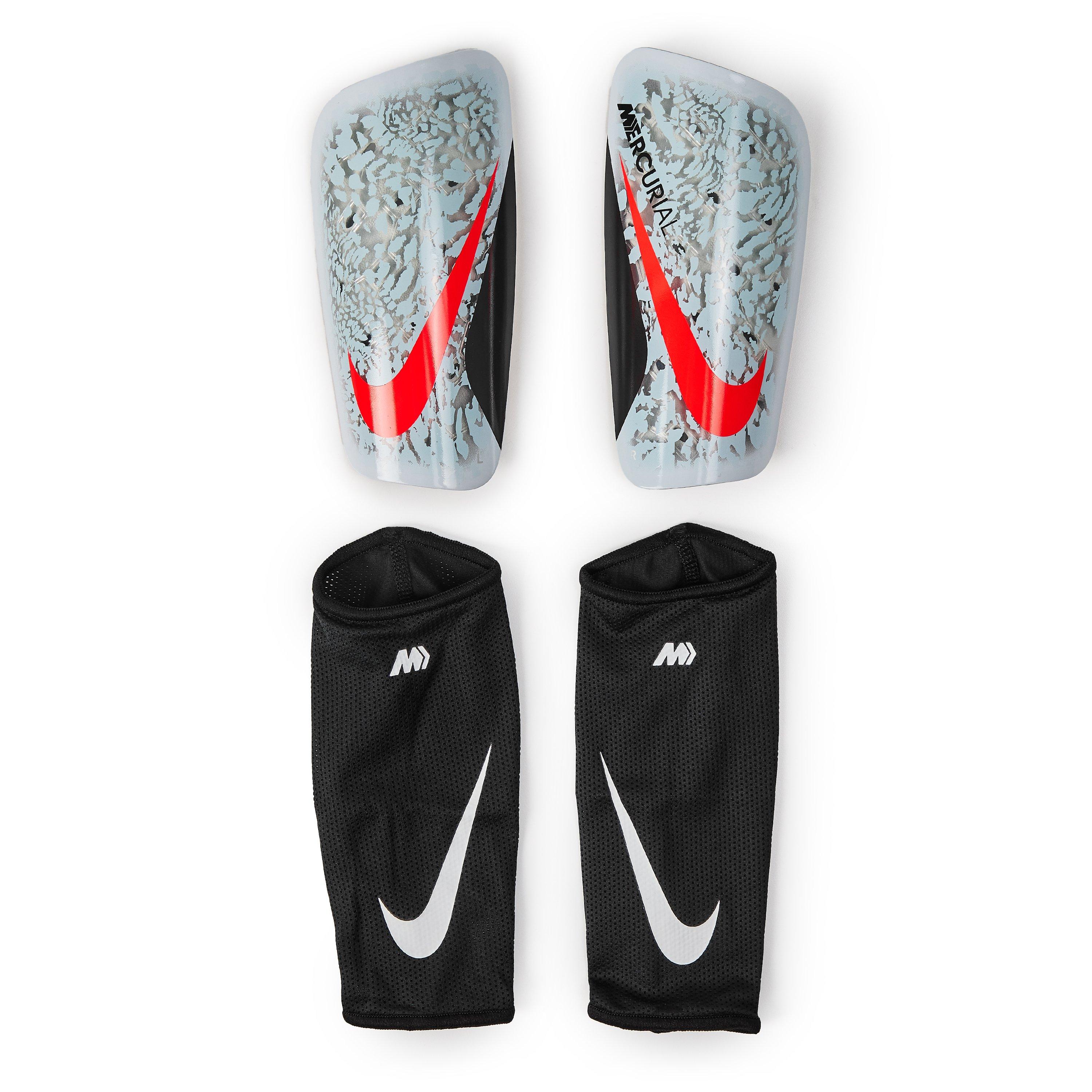 Nike Men's Mercurial Lite Shin Guards - Silver/Red - Medium