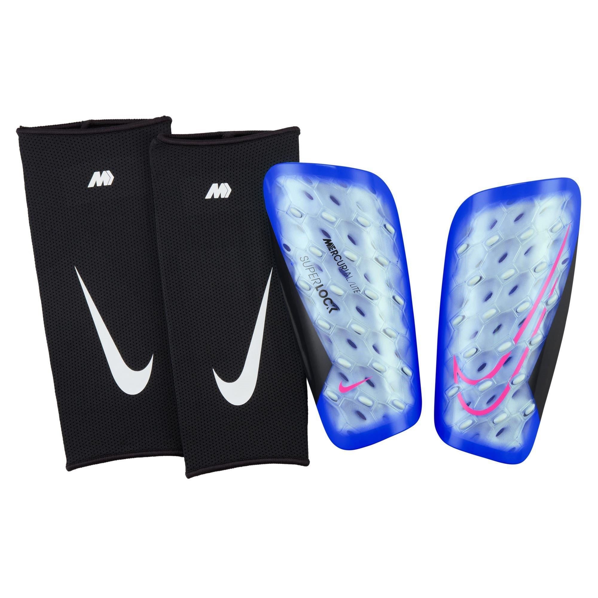 Nike Men's Mercurial Lite Superlock Shin Guards - Blue/Black - Large