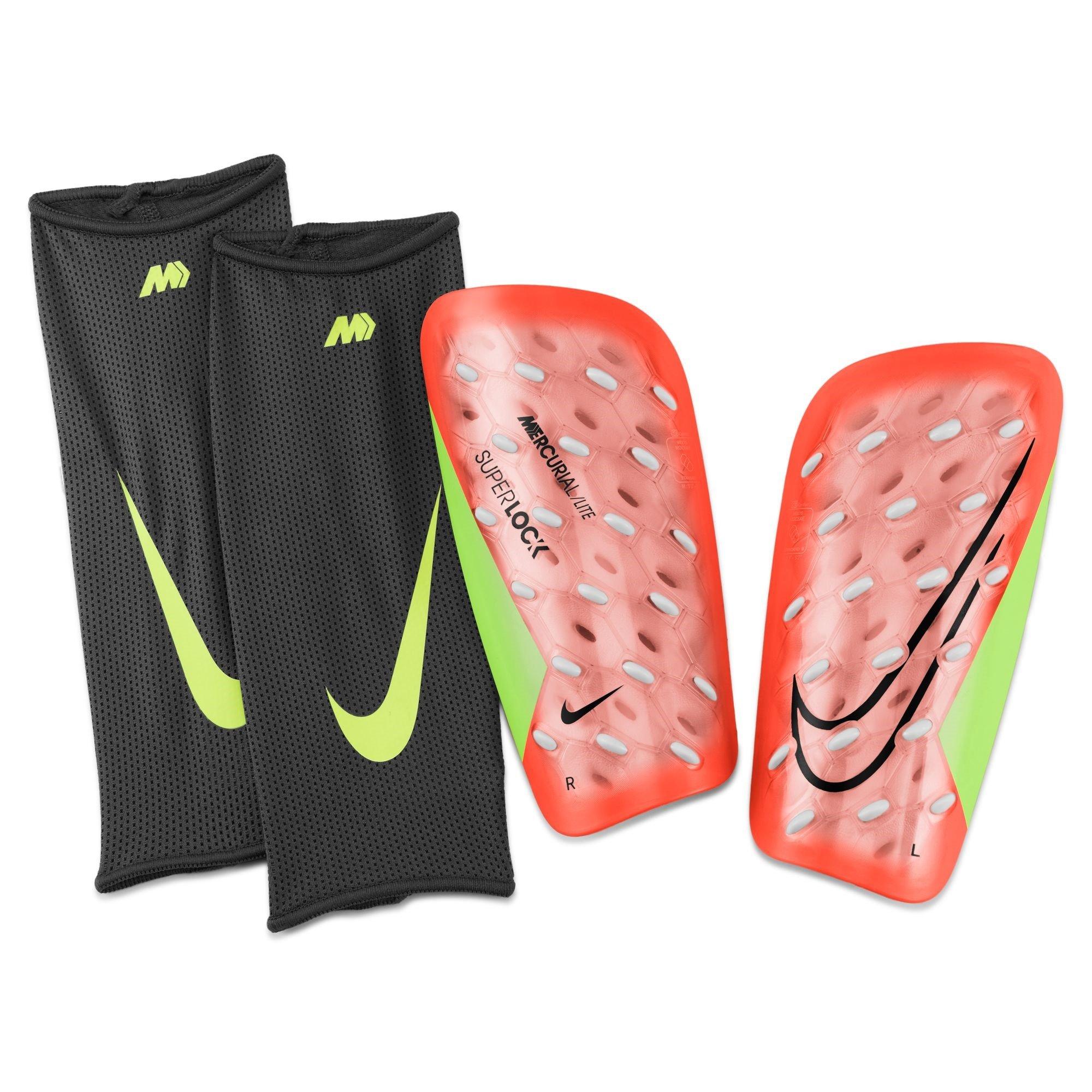 Nike Men's Mercurial Lite Superlock Shin Guards - Orange/Black - Large