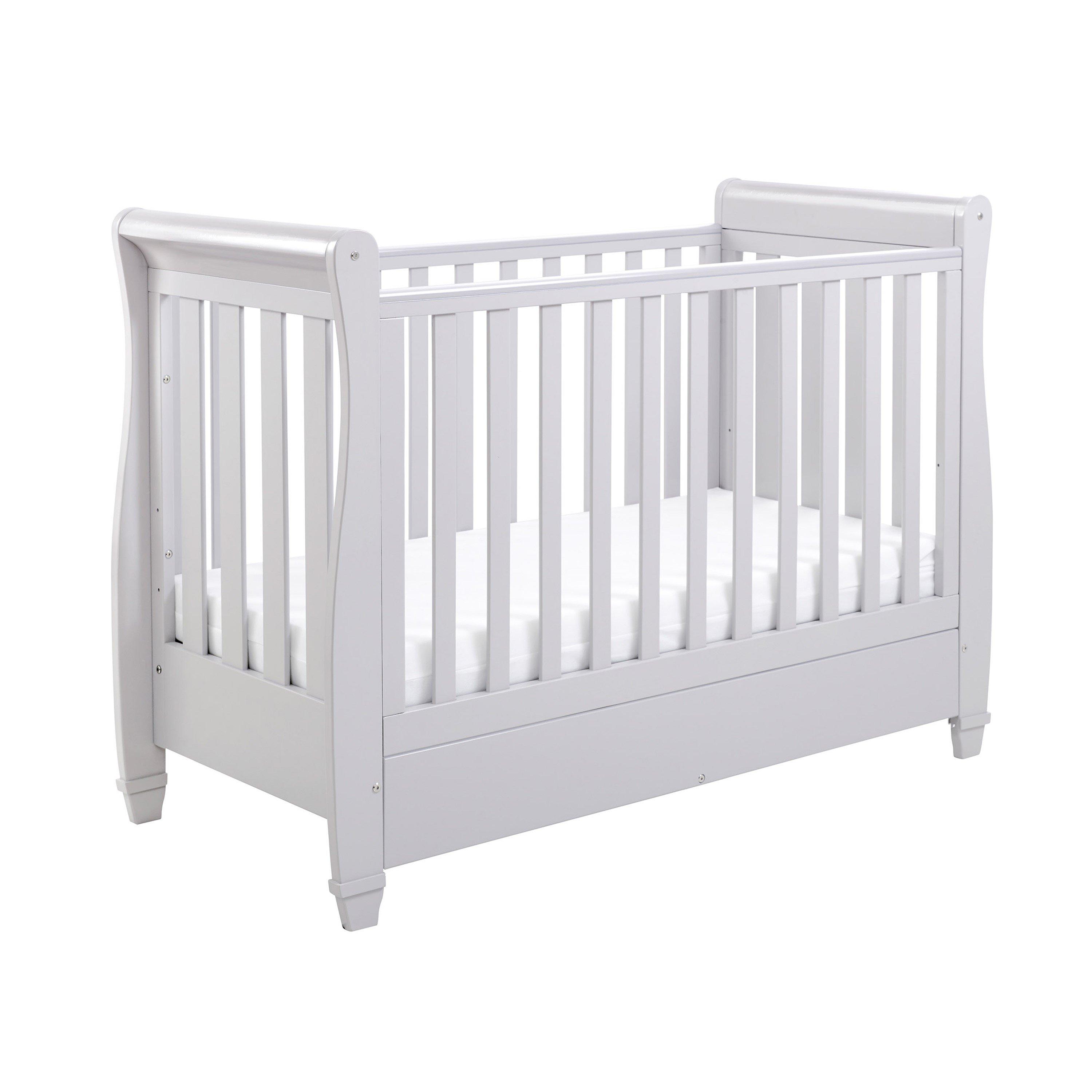 Babymore Grey Eva Sleigh Cot Bed Dropside With Drawer - Image 4