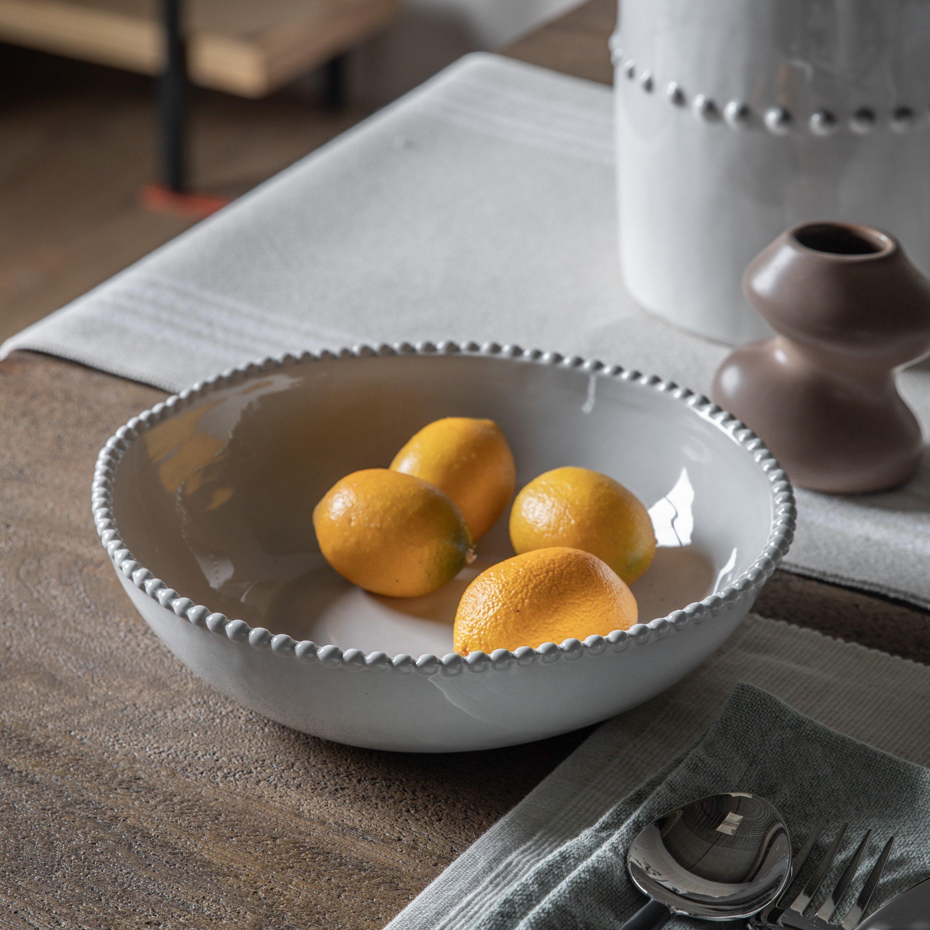 White - Gallery - Organic Beaded Pasta Bowl White (4pk) - 1