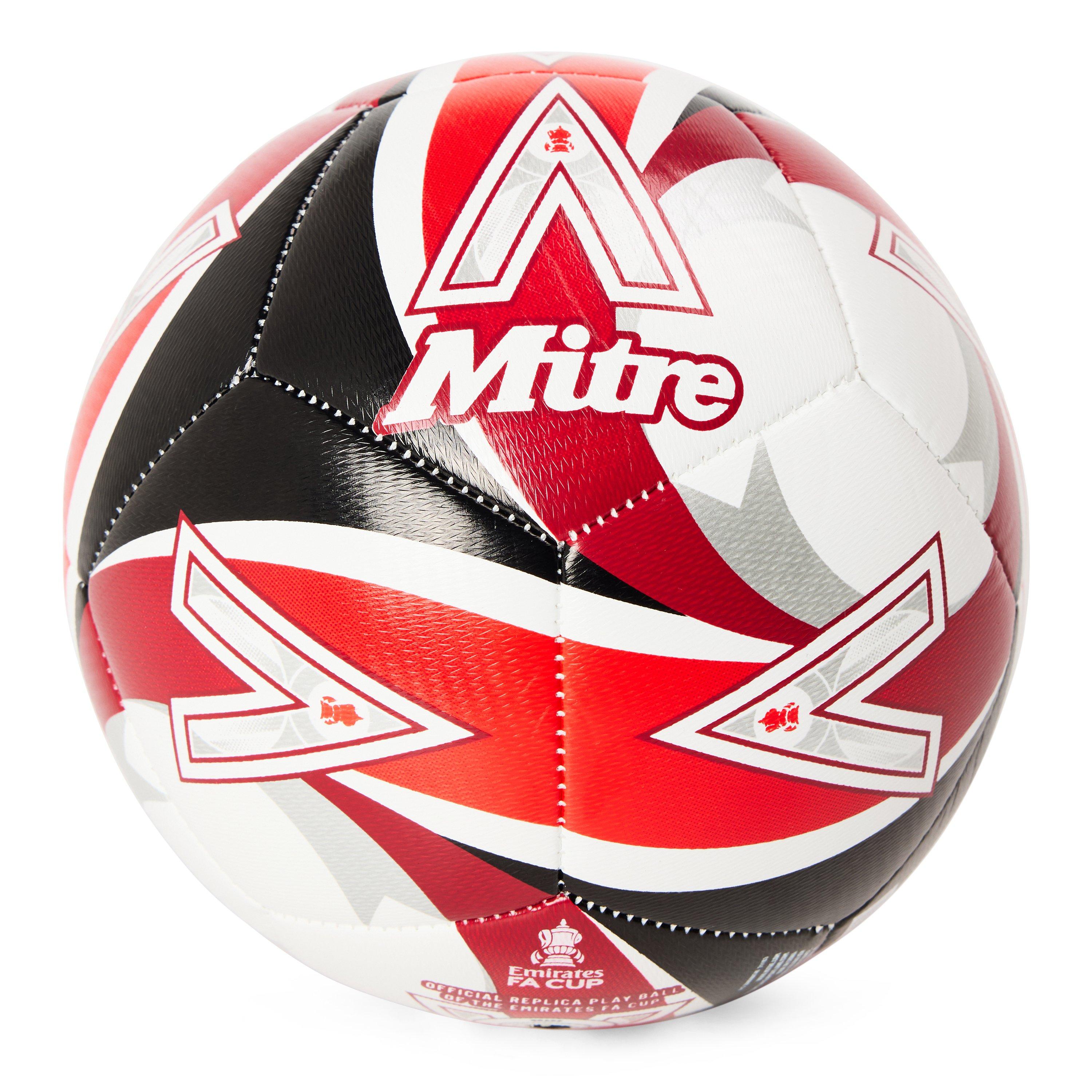 Mitre Men's Fa Cup Play Leather Football - White/Red - Mini