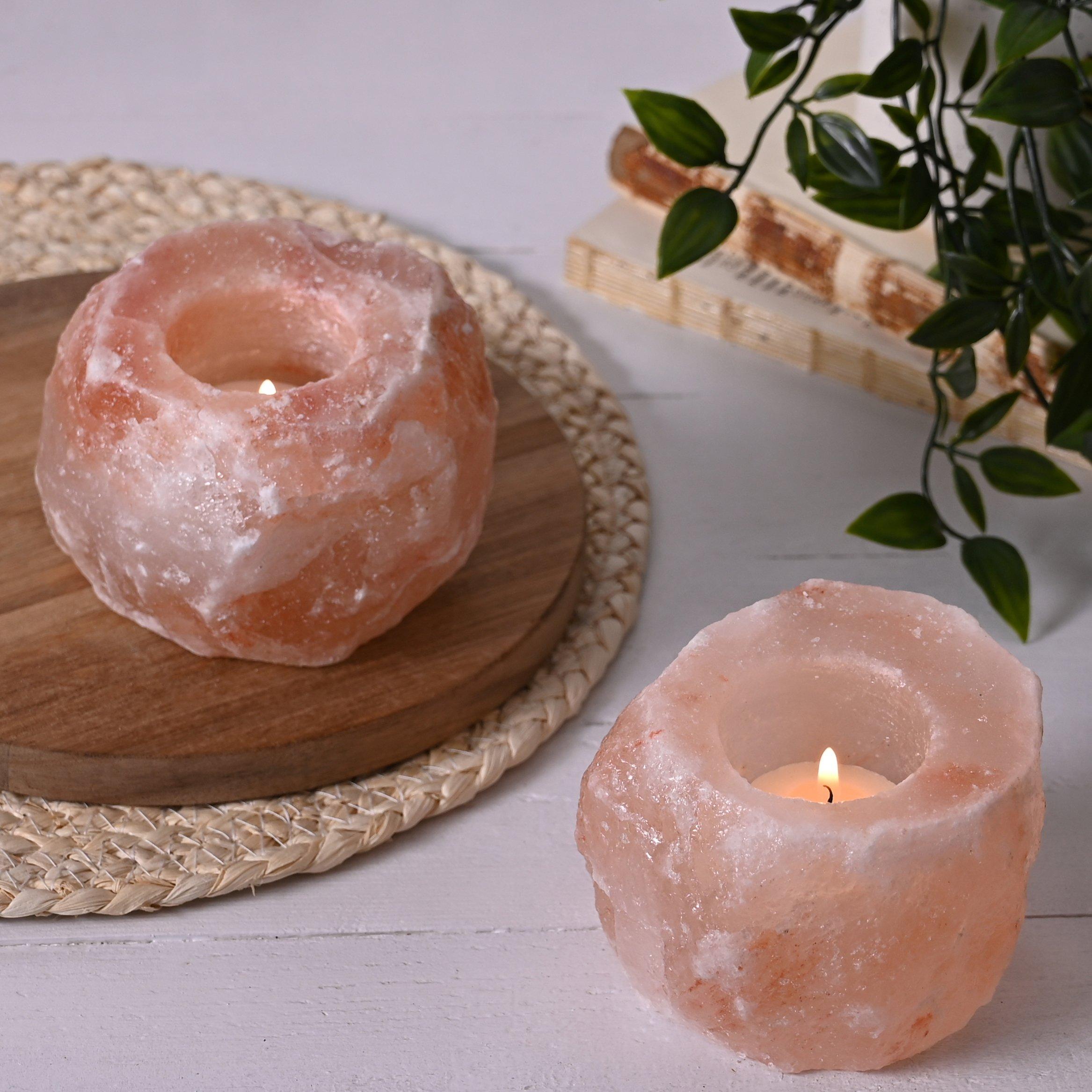 Pink - Hestia - Himalayan Rock Salt Set of 2 Assorted Tealights - 3