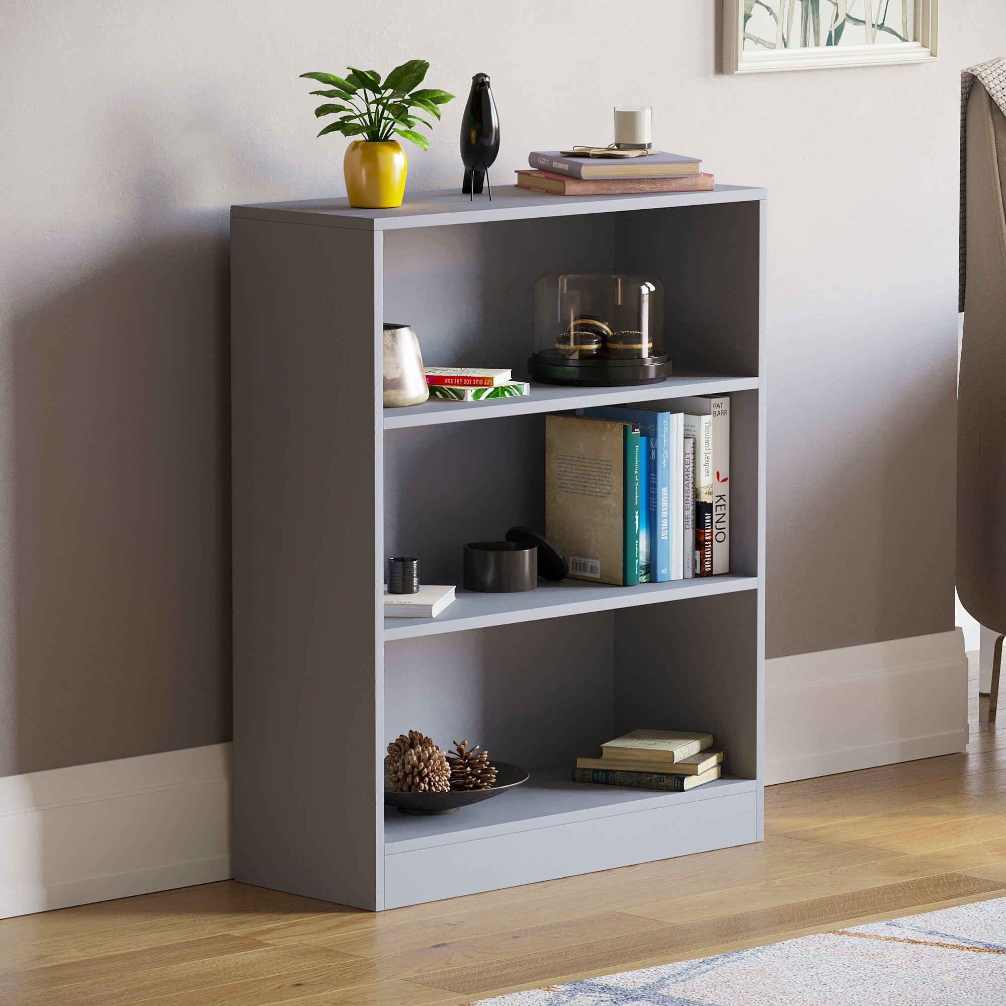 Lassic  Vida Designs Cambridge 3 Tier Low Bookcase - Grey - 3 Tier