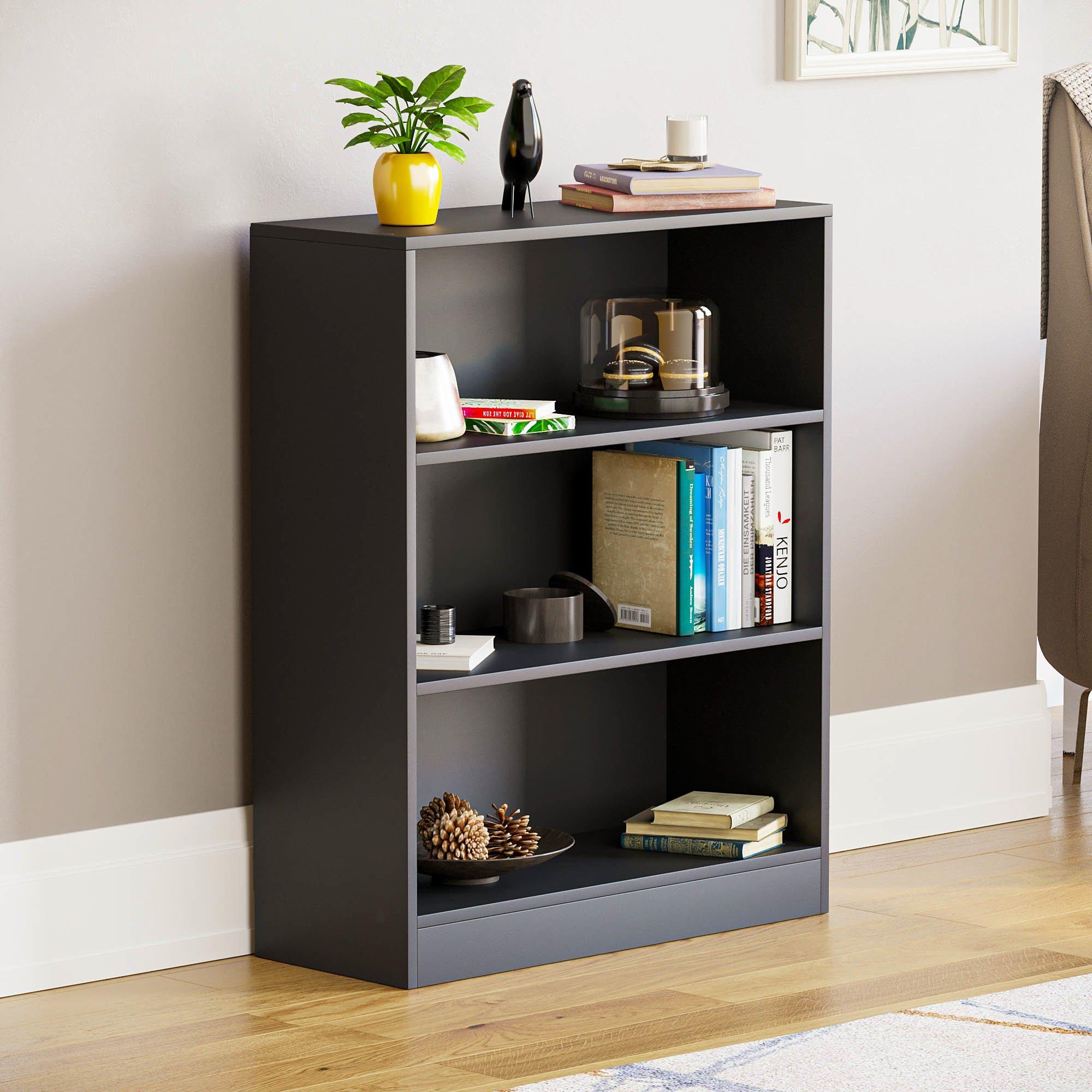 Lassic  Vida Designs Cambridge 3 Tier Low Bookcase - Black - 3 Tier