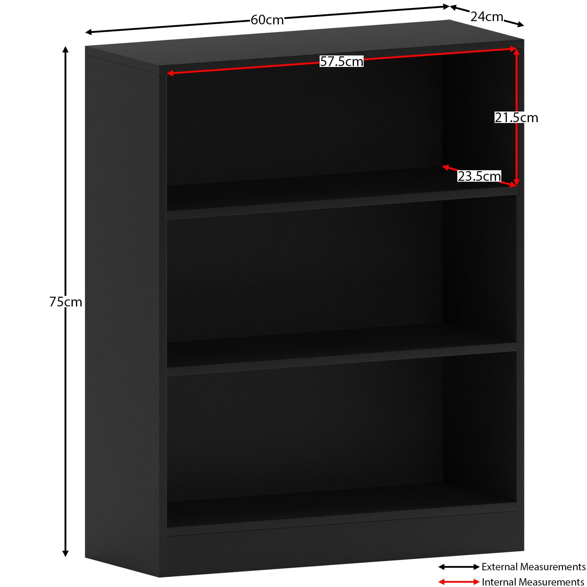 Black - Lassic - Vida Designs Cambridge 3 Tier Low Bookcase - 2