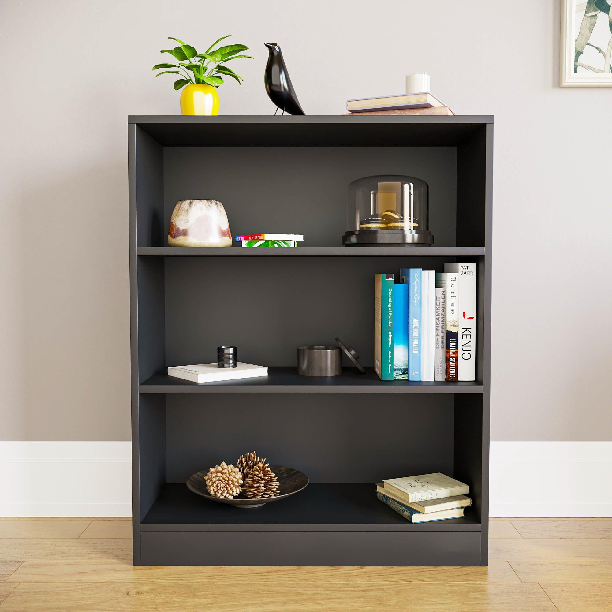 Black - Lassic - Vida Designs Cambridge 3 Tier Low Bookcase - 3