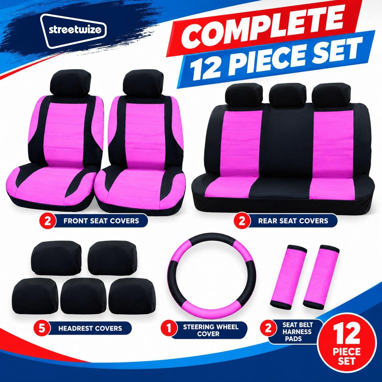 Pink - Streetwize - Think Pink Seat Cover Set - 2