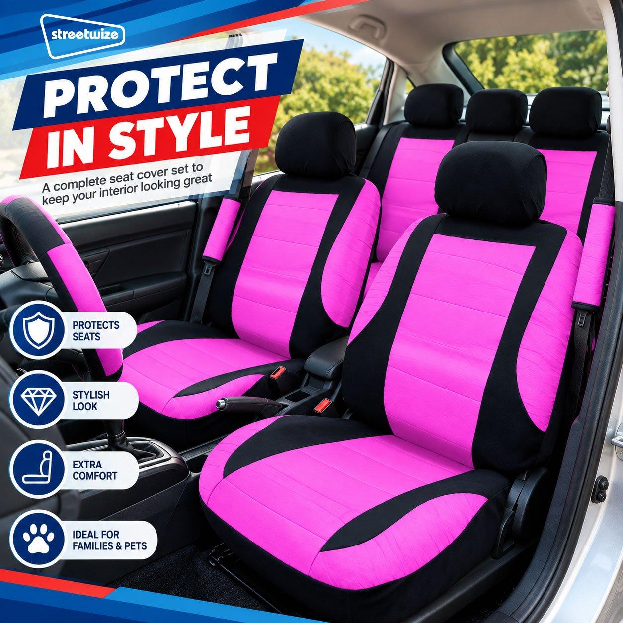 Pink - Streetwize - Think Pink Seat Cover Set - 7