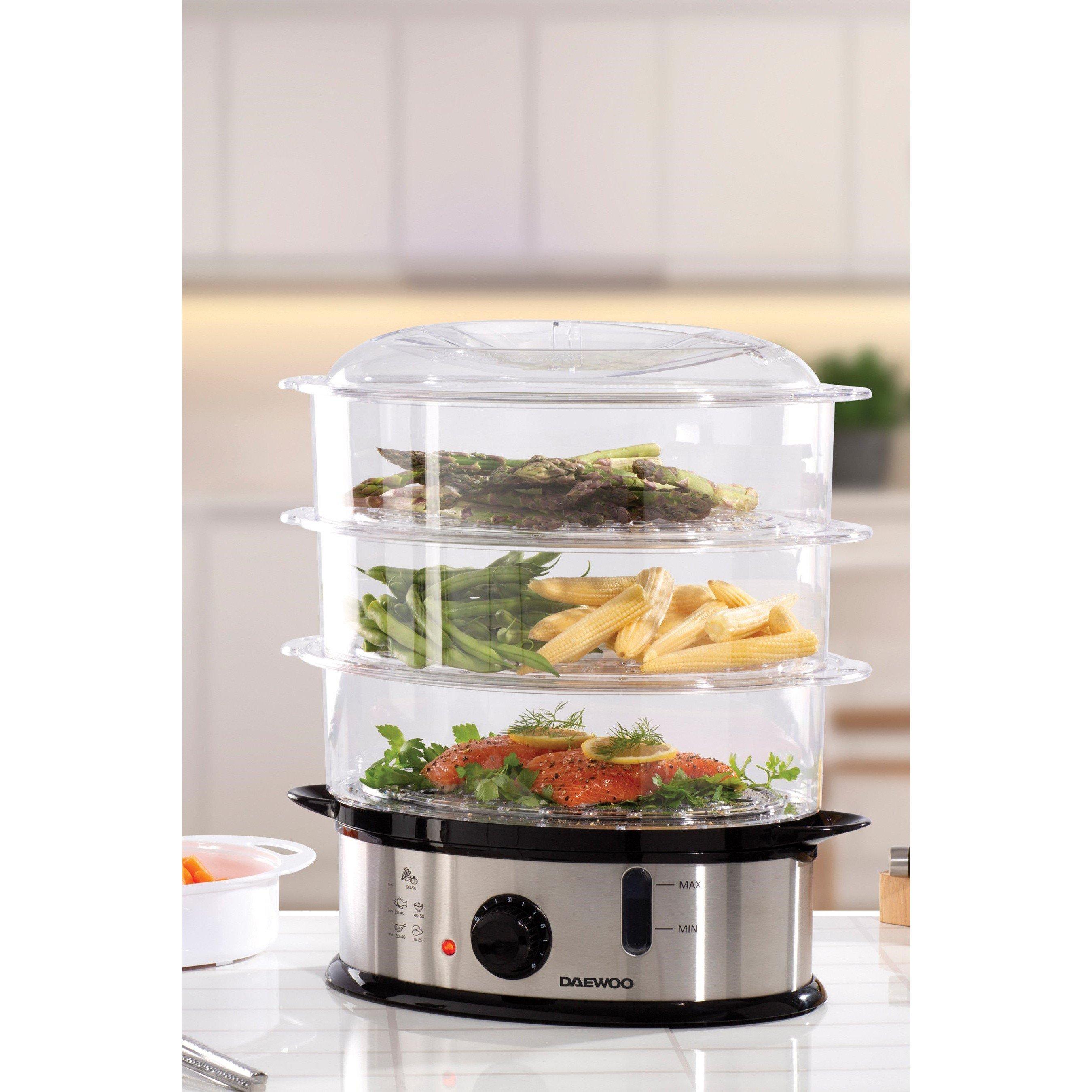 Stainless Steel - Daewoo Electricals - 1200W 3 LAYER FOOD STEAMER