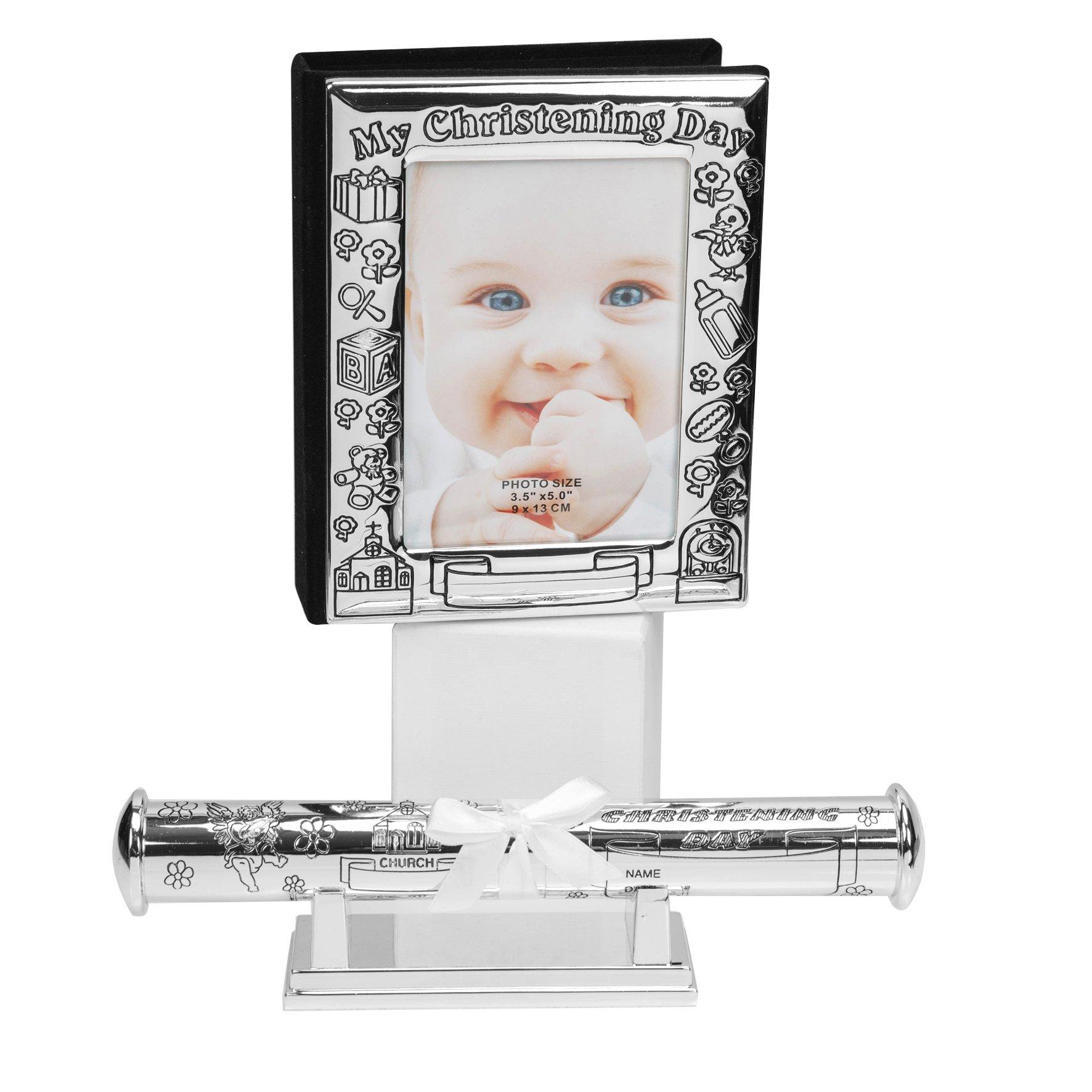 Silver - Juliana Collection - My Christening Day Album & Certificate stand - 3
