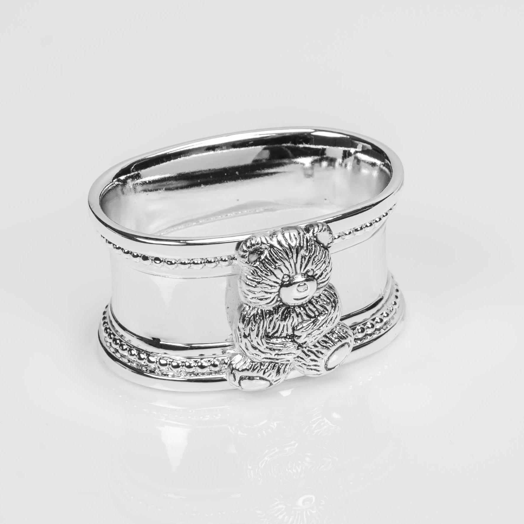 Silver - Juliana Collection - Teddy, Egg Cup and Napkin Ring Gift Set - 4