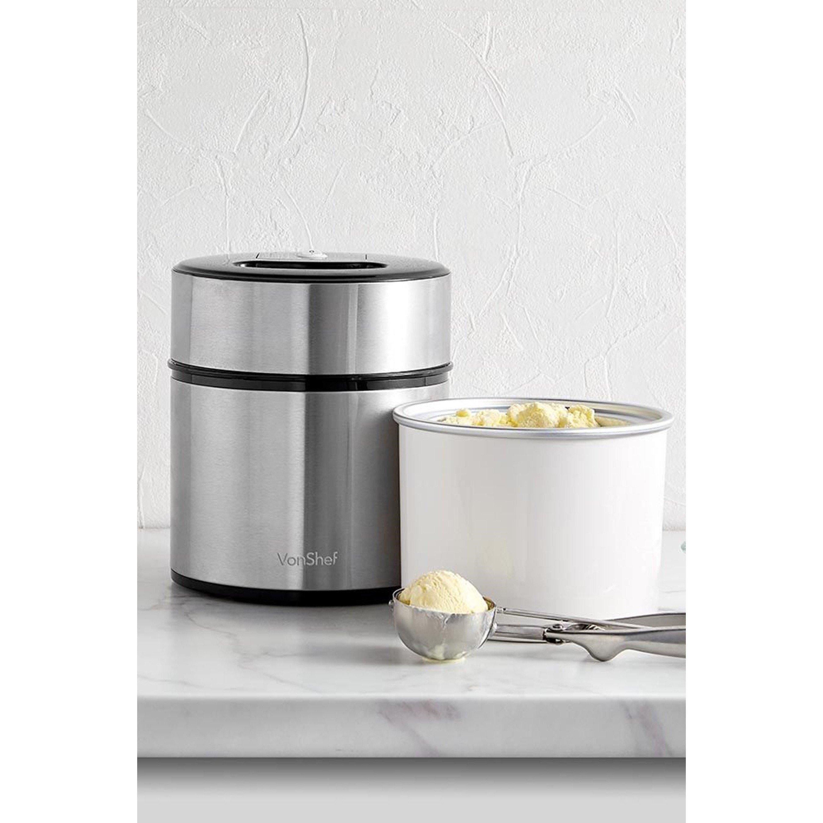Silver - VonShef - - Stainless Steel Ice Cream Maker