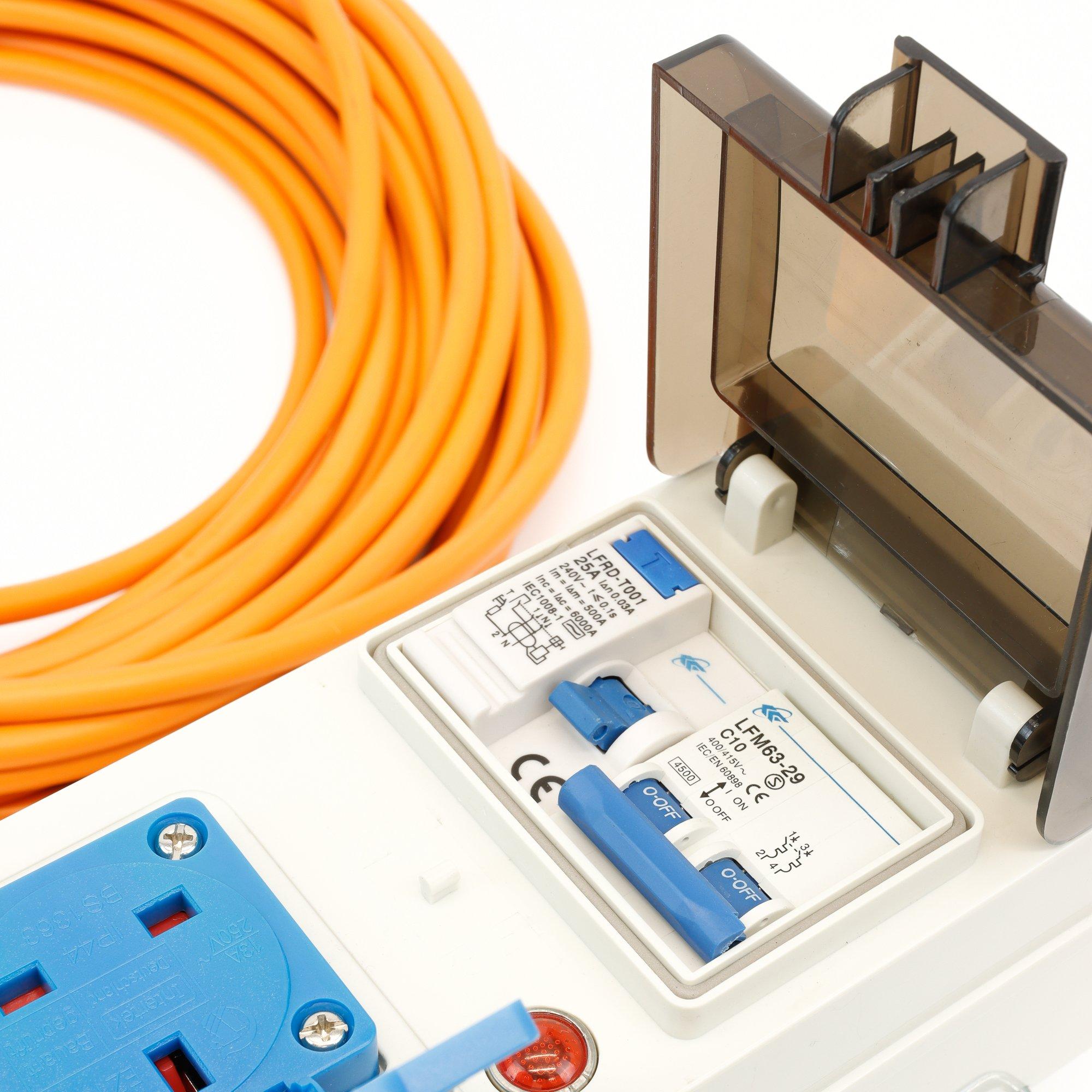 Black/Orange - Streetwize - Acclaim Range 5 Way Mobile Mains Unit 15m Cable - 2