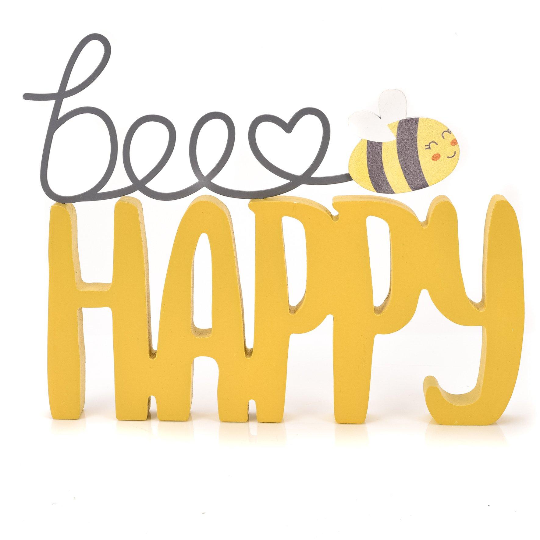 Yellow - Celebrations - Love Life Bee Happy Plaque - 2