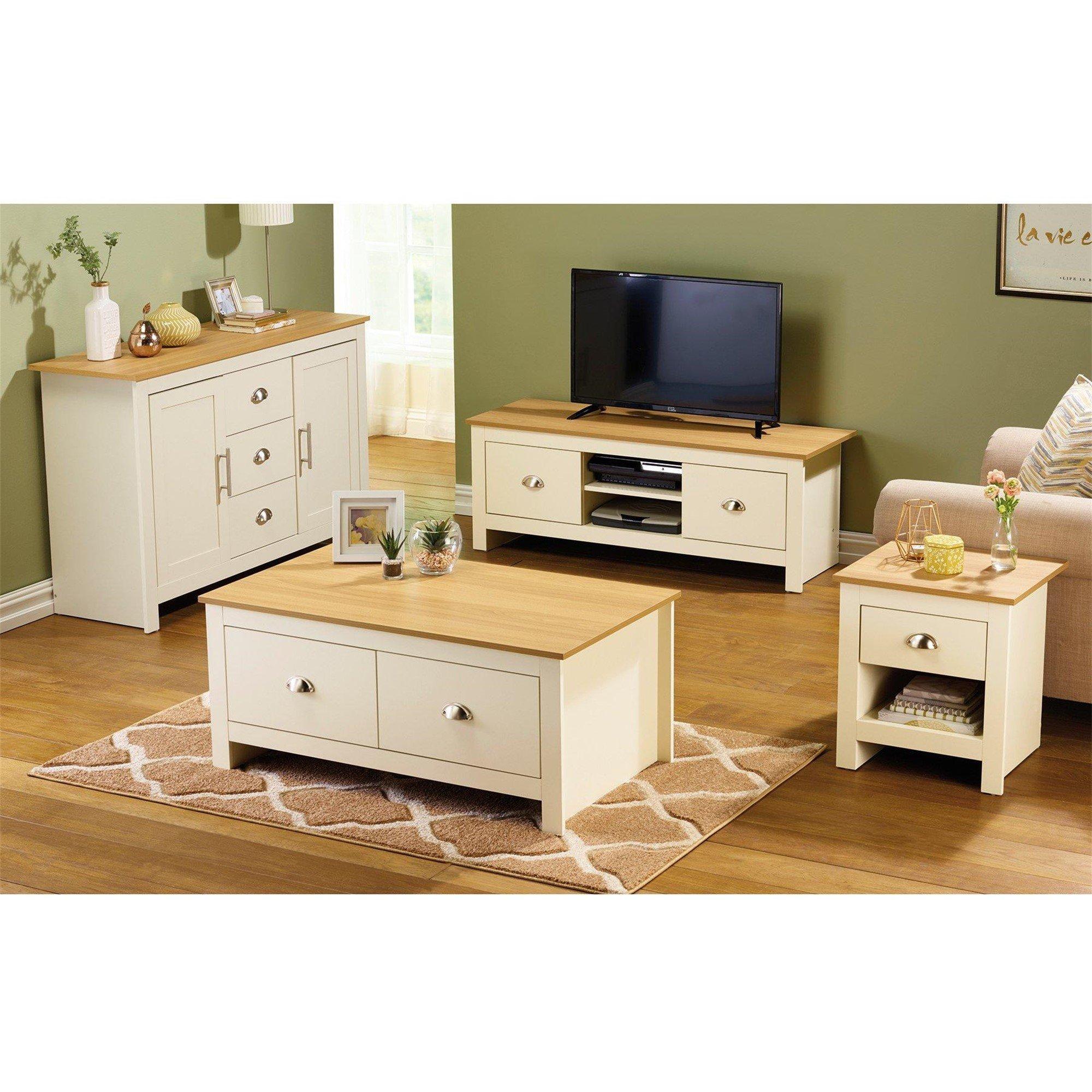 Cream - Homelife - Homelife Sherbourne 2 Drawer TV Unit - 4