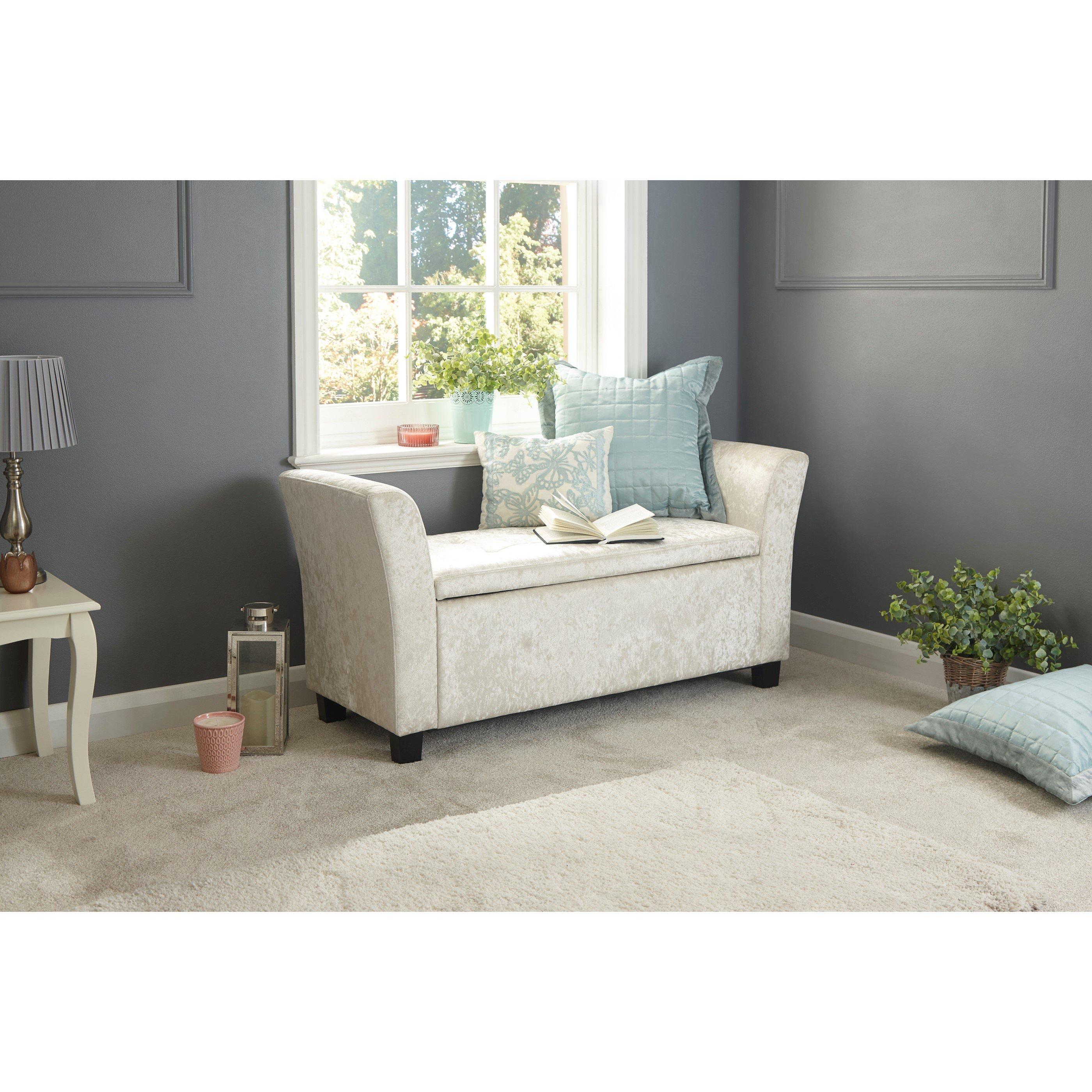 GFW Verona Oyster Crushed Velvet Fabric Ottoman Window Seat - Image 7