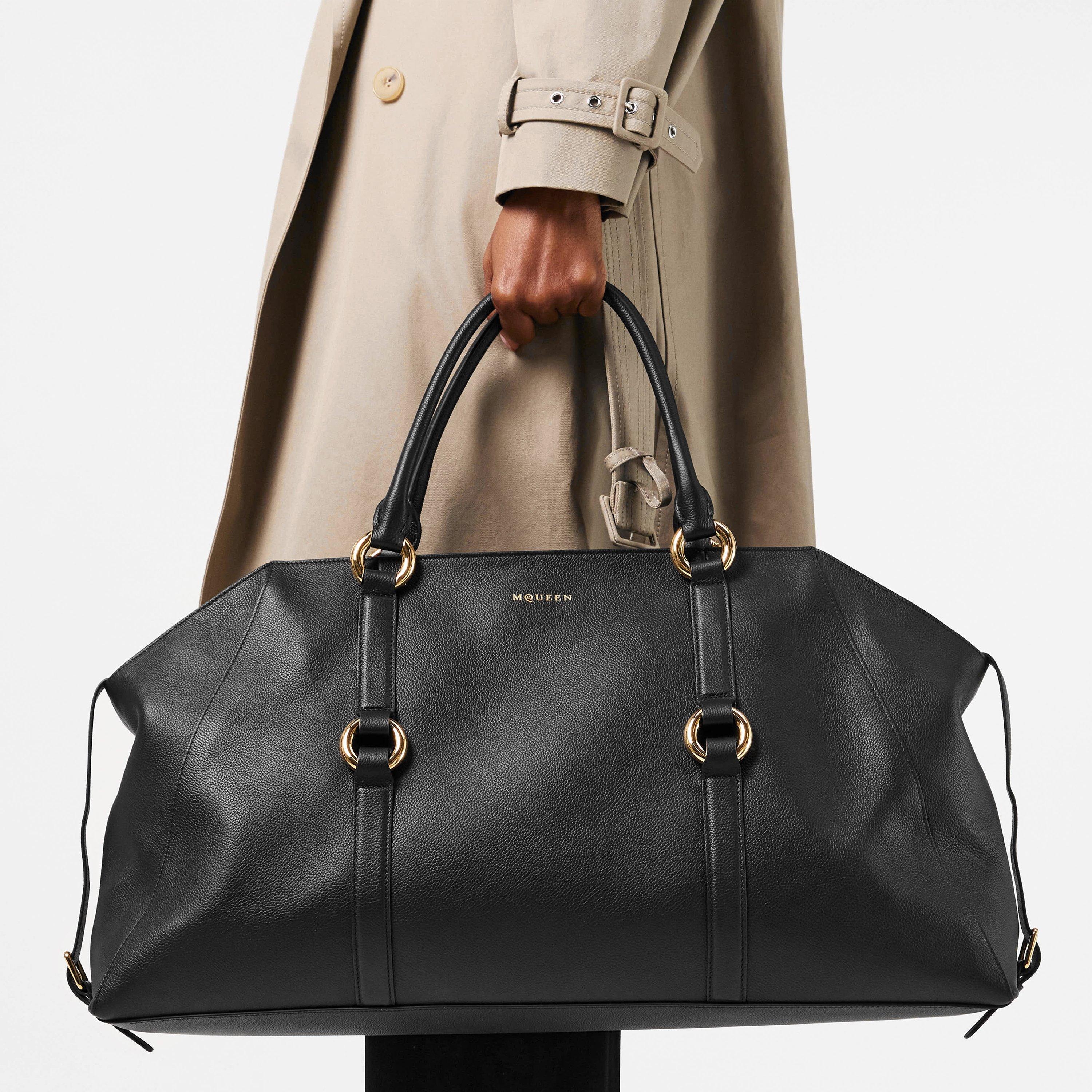 Black/Gold - Alexander McQueen - Adults Alex Farringdon Top Handle Bag - 3