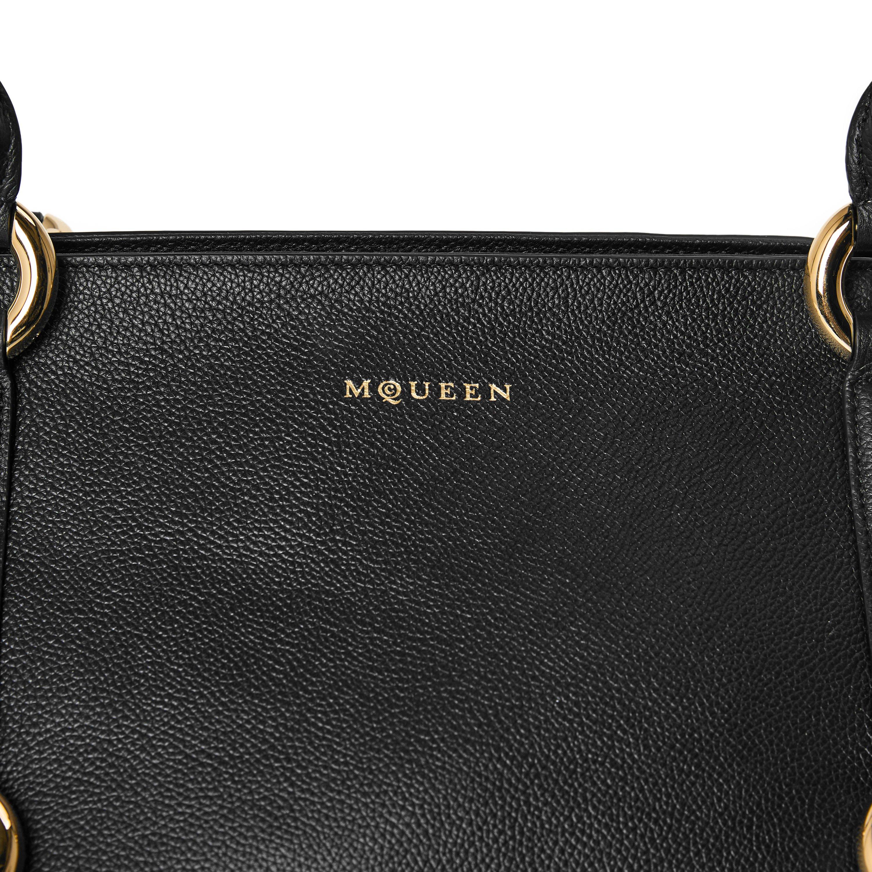 Black/Gold - Alexander McQueen - Adults Alex Farringdon Top Handle Bag - 4