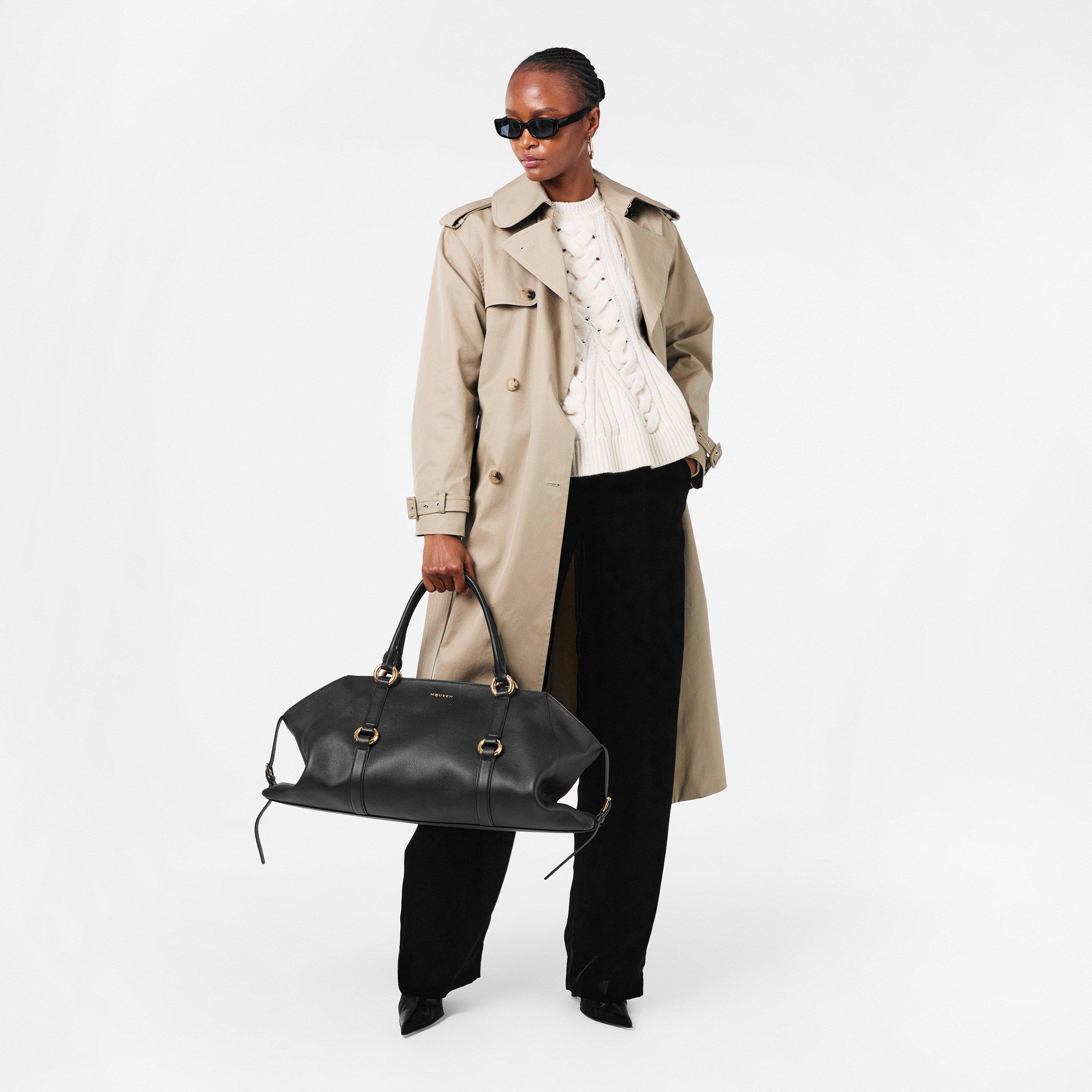 Black/Gold - Alexander McQueen - Adults Alex Farringdon Top Handle Bag - 6