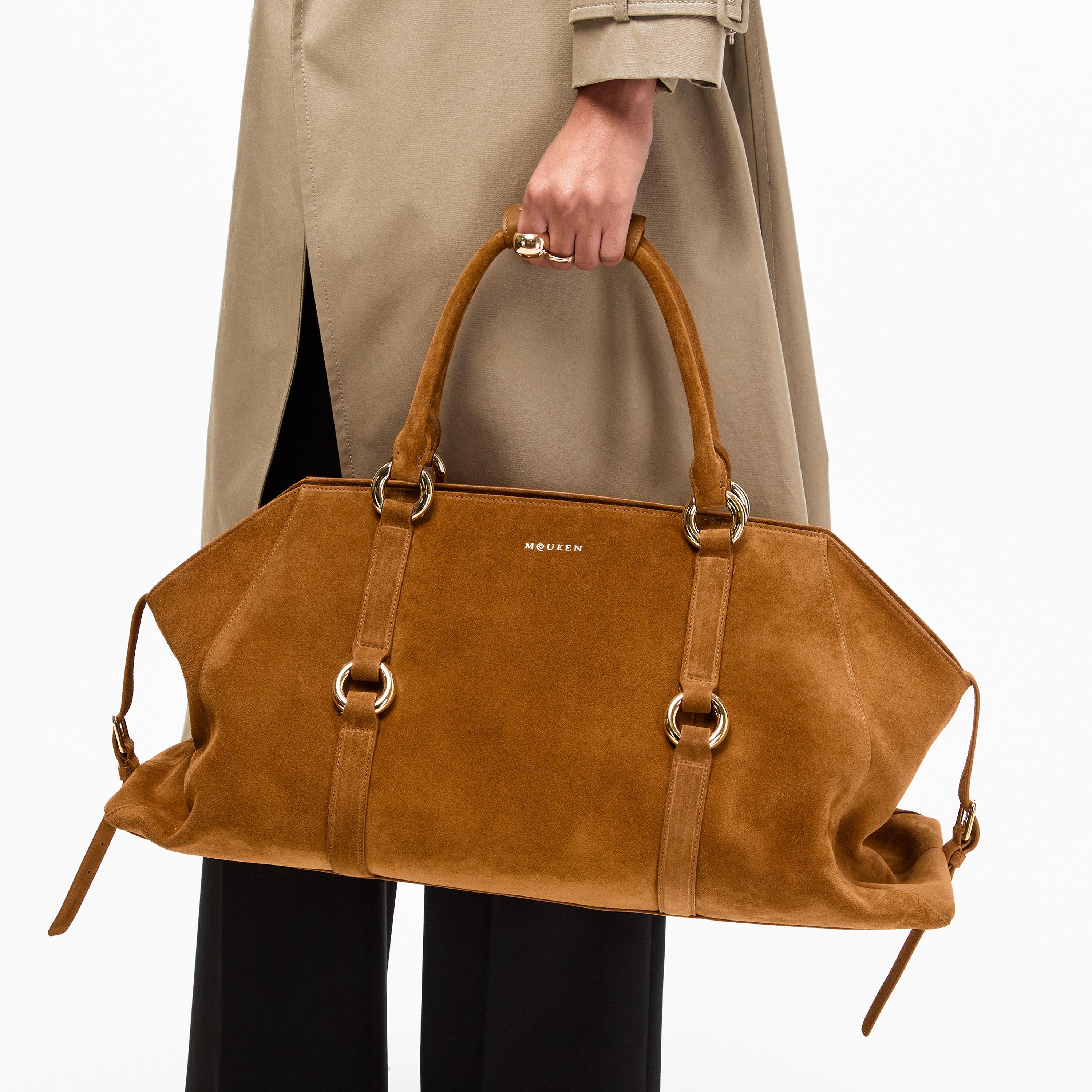 Tan/Gold - Alexander McQueen - Adults Alex Farringdon Top Handle Bag - 3