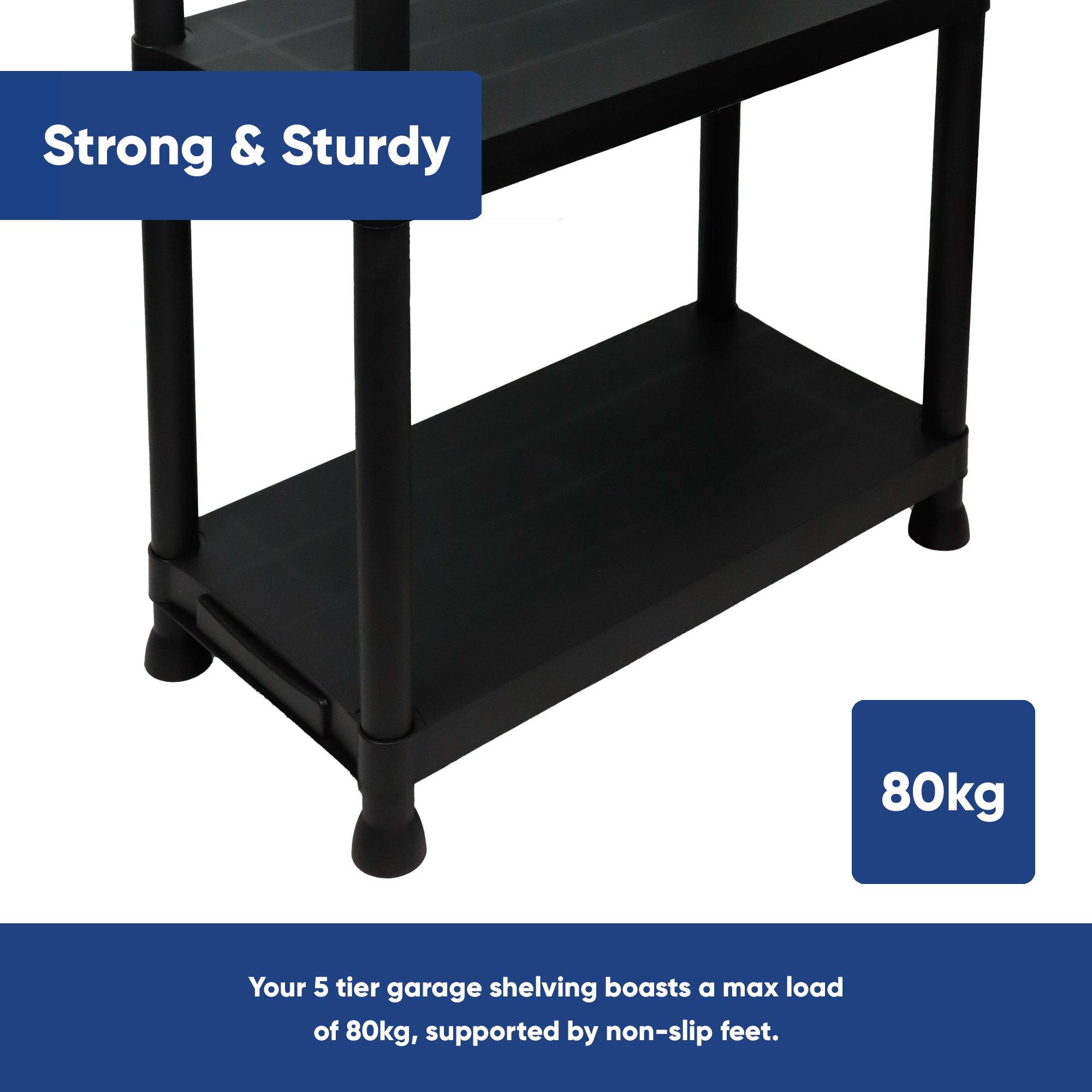Black - Streetwize - 5 Tier Heavy Duty Shelving Unit - 6
