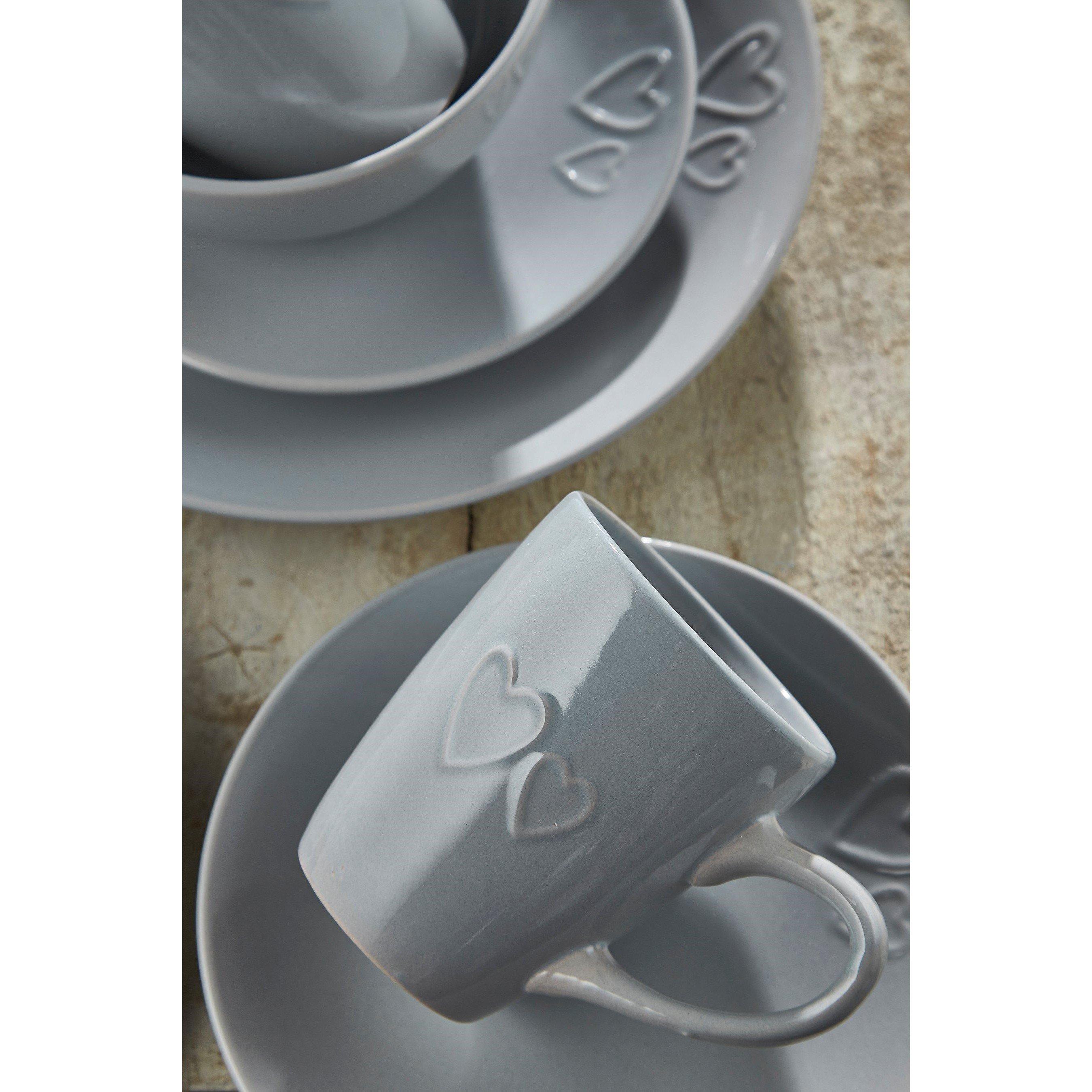 Grey - Homelife - 16 Piece Heart Embossed Dinner Set - 3
