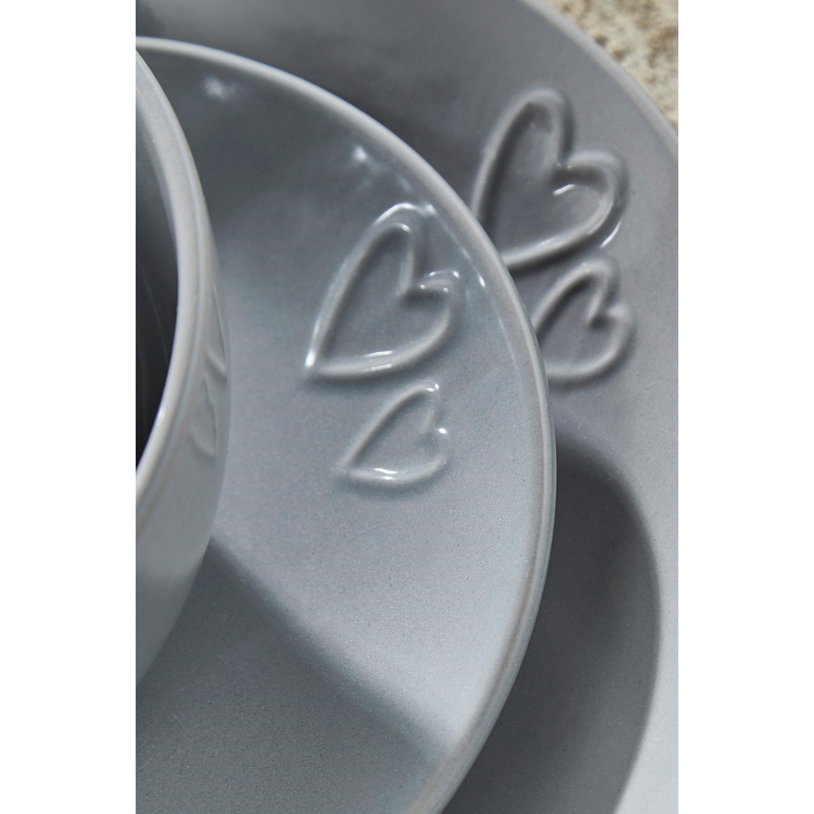Grey - Homelife - 16 Piece Heart Embossed Dinner Set - 4