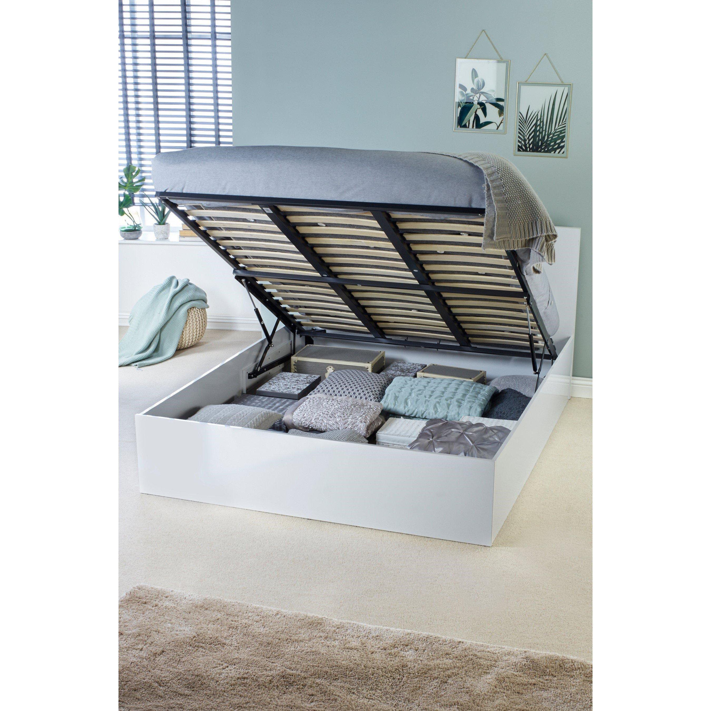 White - Homelife - High Gloss Ottoman Bed - 2