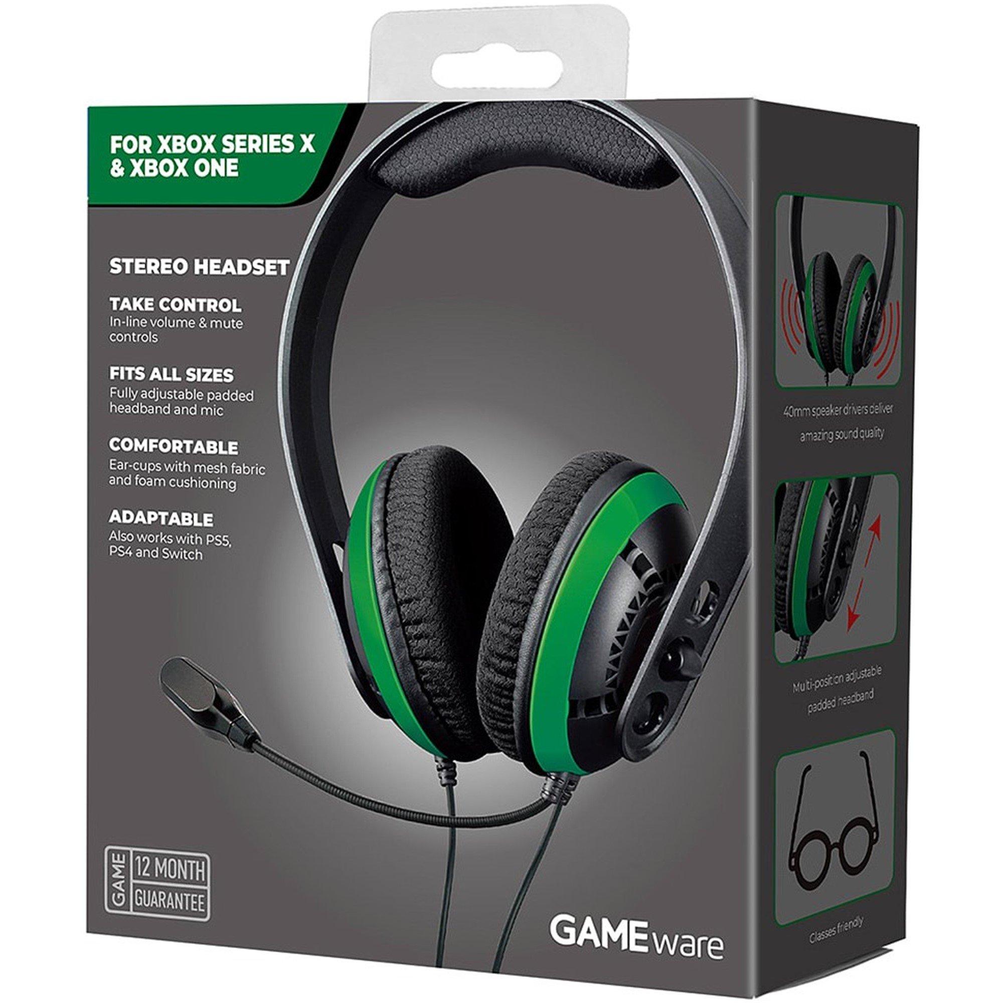 Black/Green - GAMEware - Black Stereo Headset for Xbox - 7