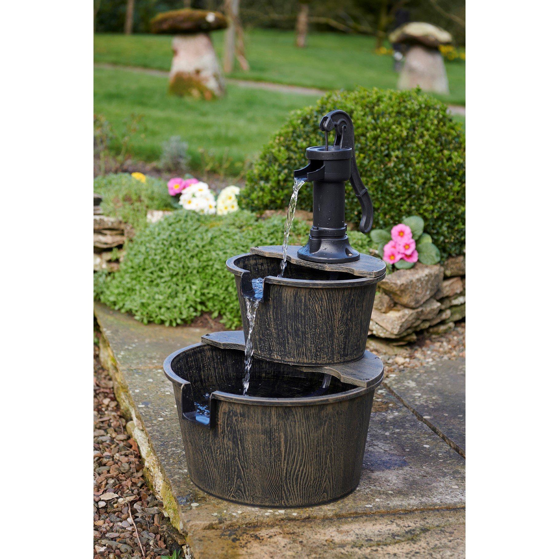 Brown - Greenhurst - 2 Tier Barrel Solar Fountain - 1