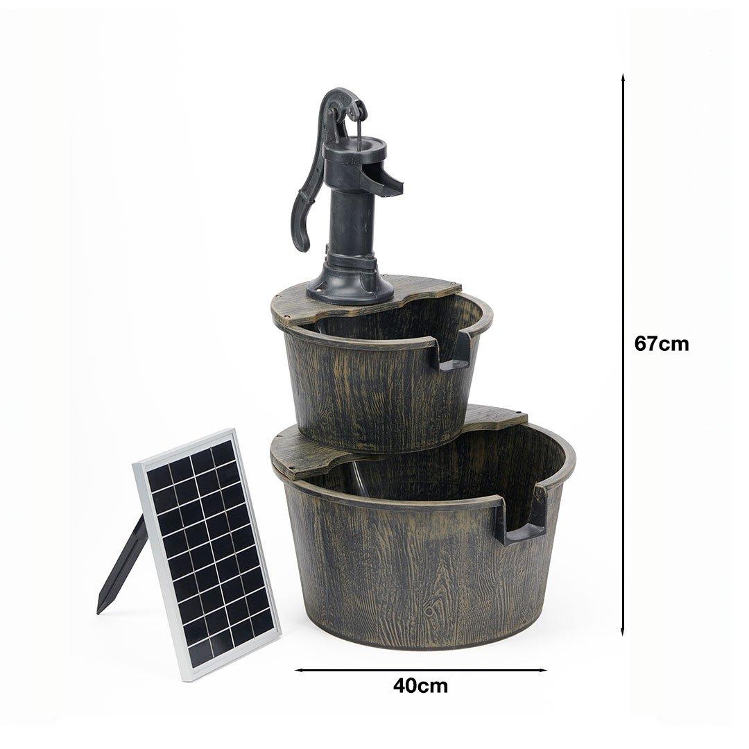 Brown - Greenhurst - 2 Tier Barrel Solar Fountain - 2