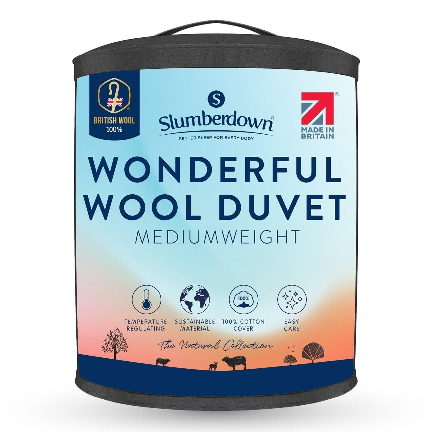 White - Slumberdown - Wonderful Wool 375gsm Medium Duvet - 1