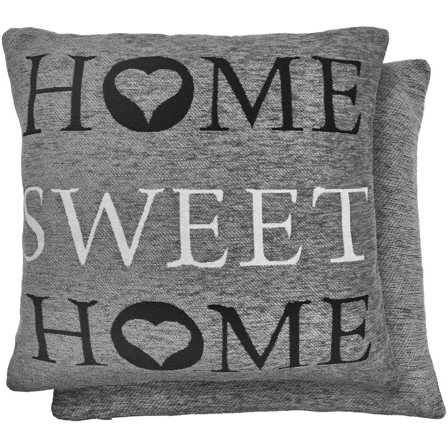 Silver - Emma Barclay - Home Sweet Home - Jacquard Cushion Cover Pair - 2