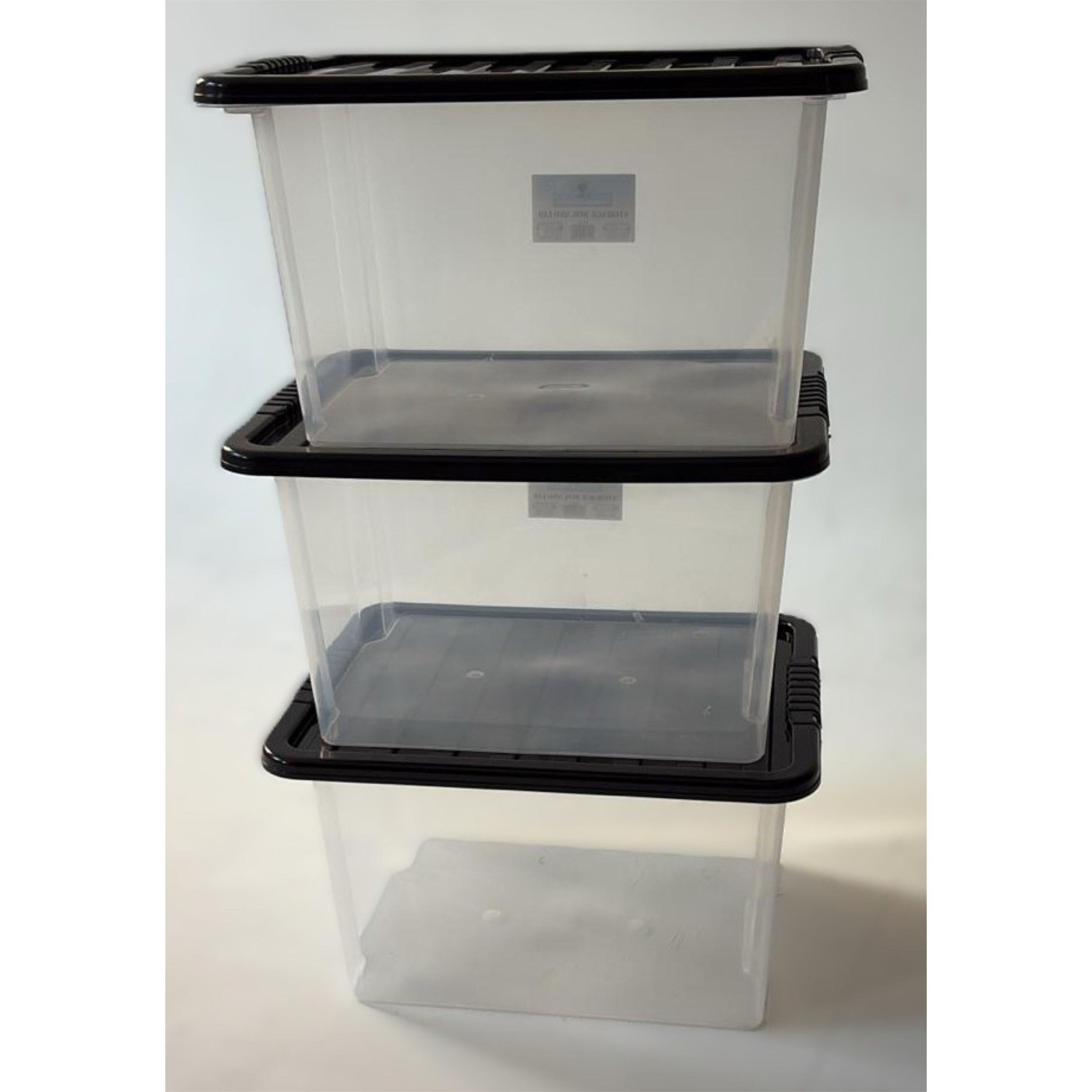 Clear - TML Housewares - TML Set of 3 30 Litre Plastic Storage with Lids - 4