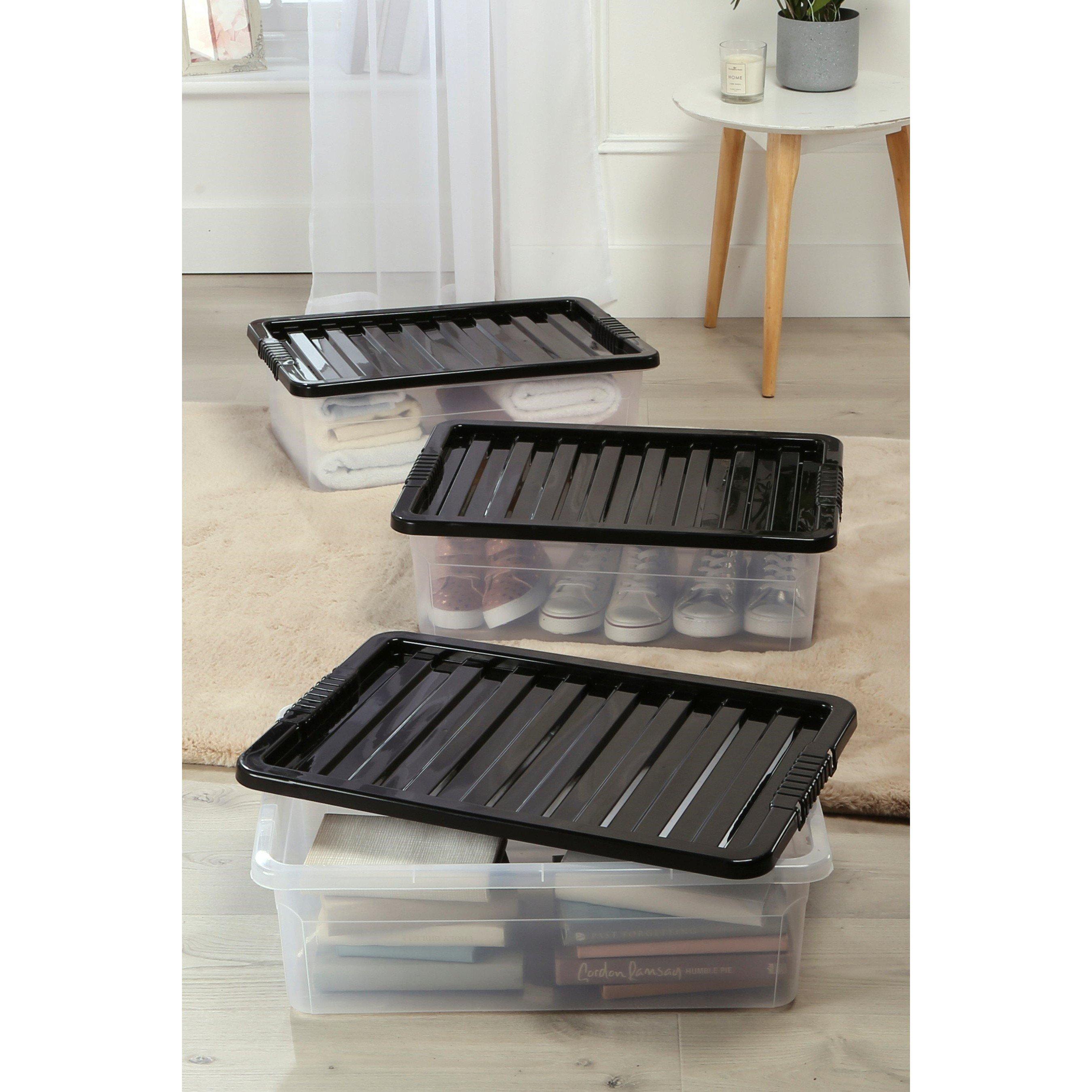 Clear - TML Housewares - TML Set of 3 30 Litre Plastic Storage with Lids - 5