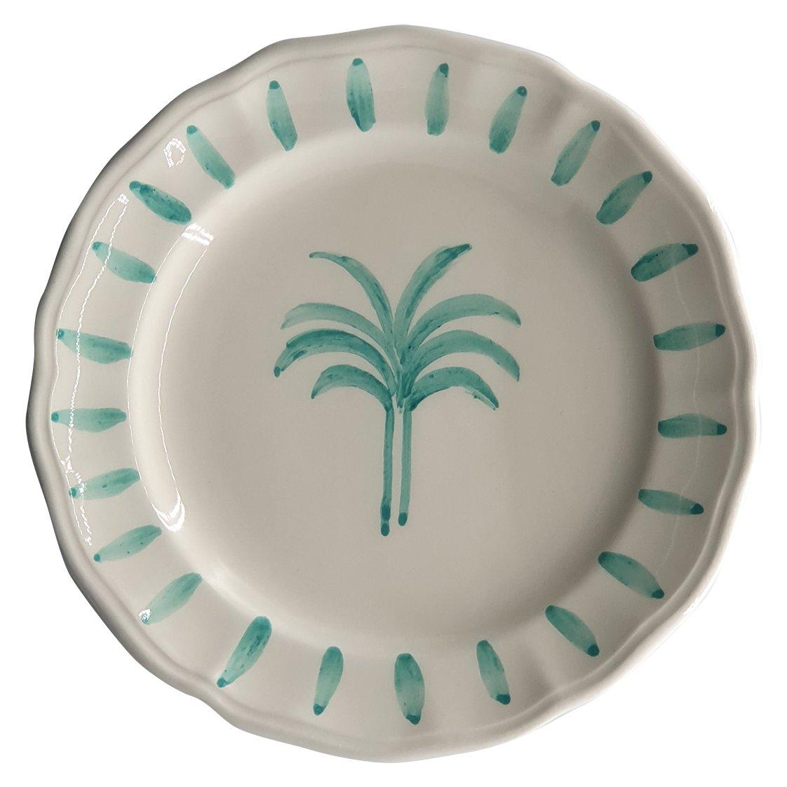 Les Ottomans Ceramic Palms Dinner Plate Serveware - Turquoise