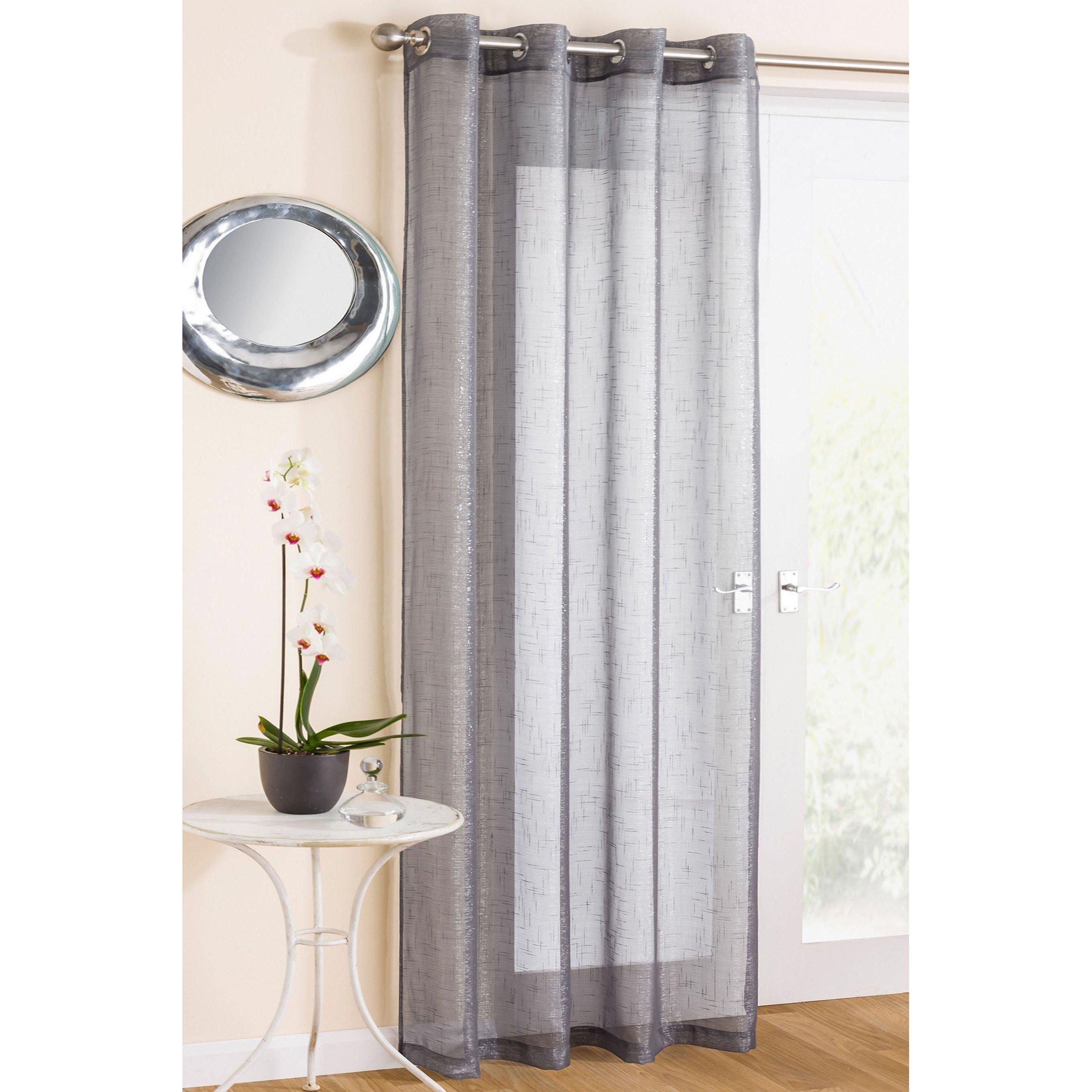 Grey - Tyrone Textiles - Marrakesh Sheer Metallic Eyelet Panel - 1