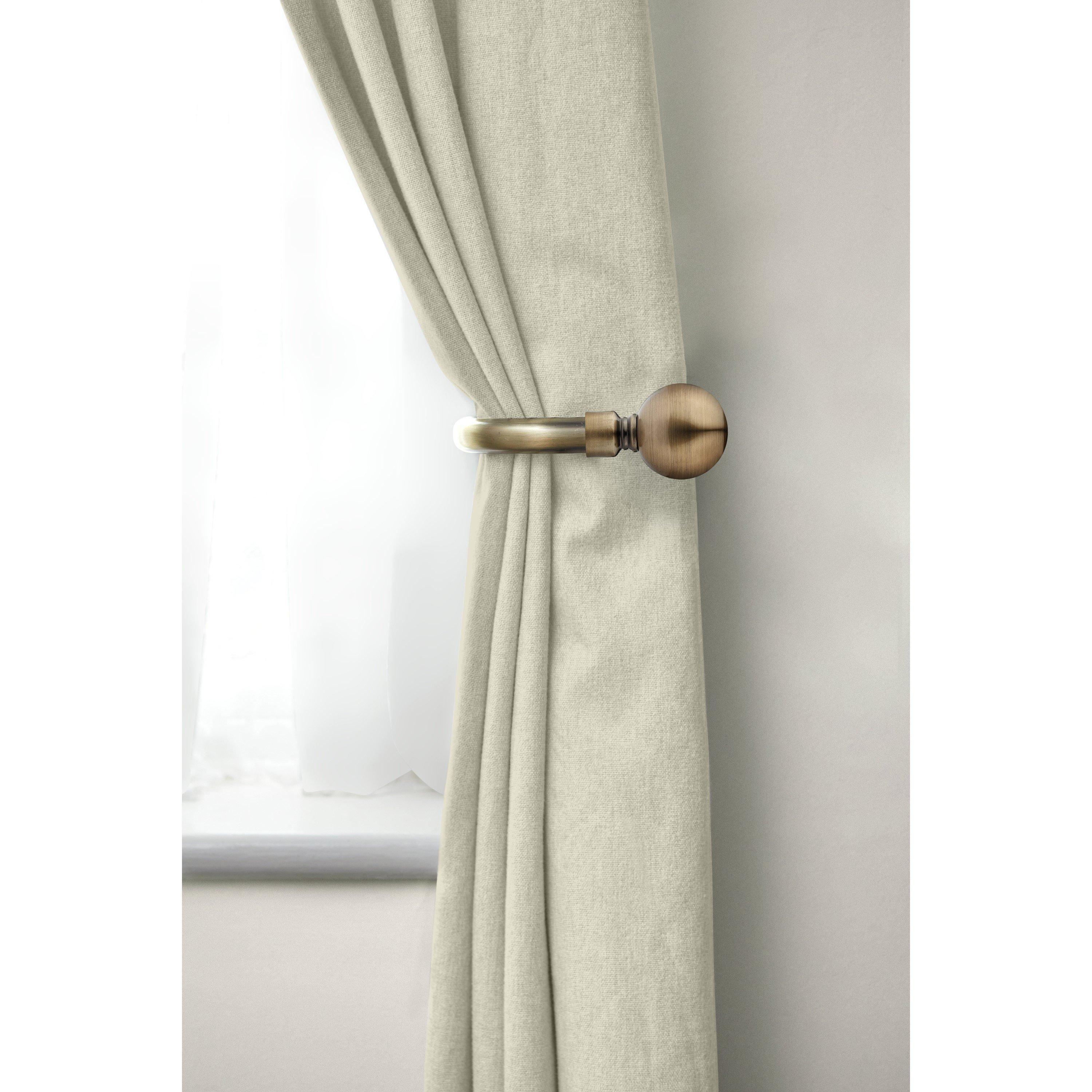 Antique Brass - Emma Barclay - Ball - Pair of Holdaback Tiebacks with Finials