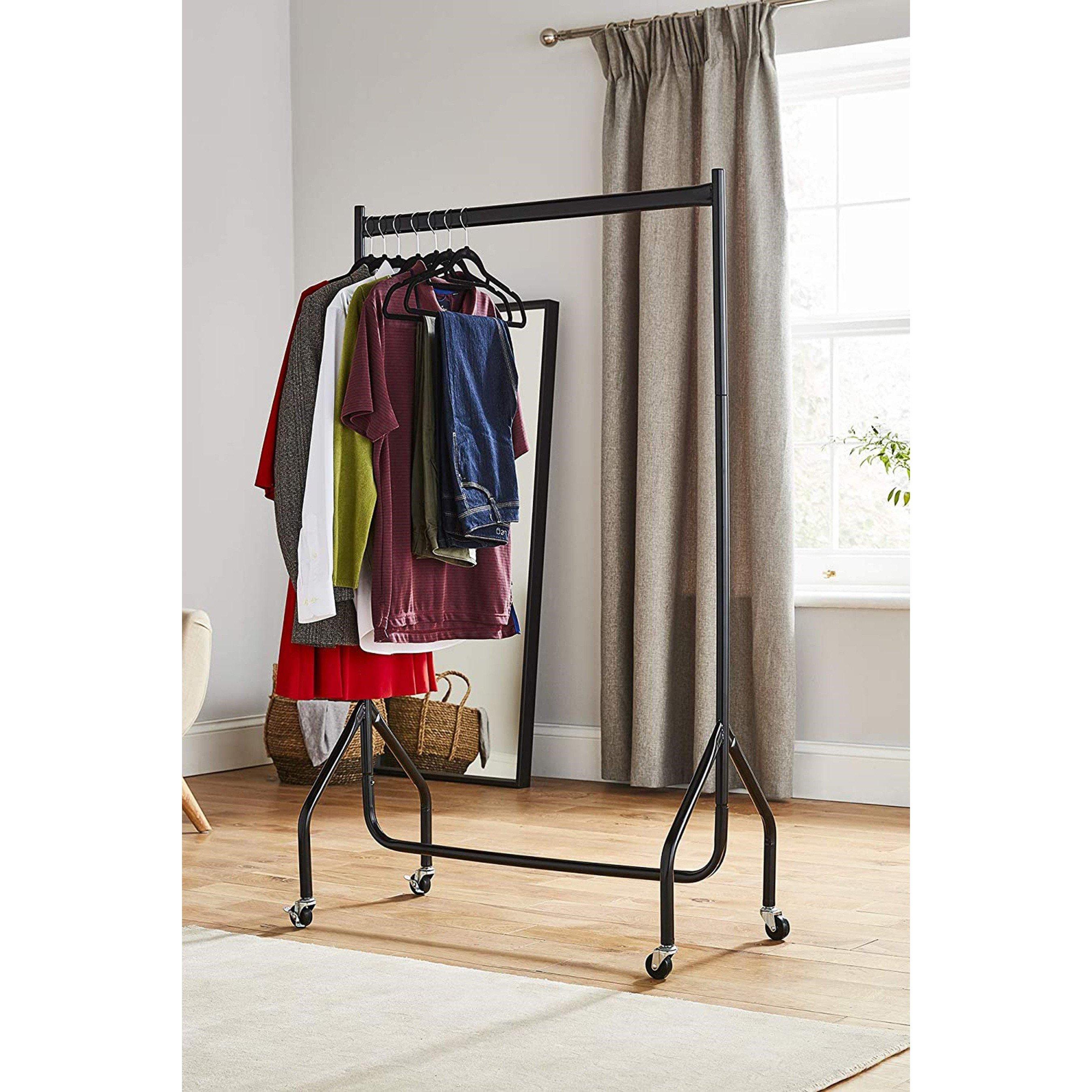 Black - Studio - Heavy Duty Clothes Rail Tall Black Quality Metal Stand Rack