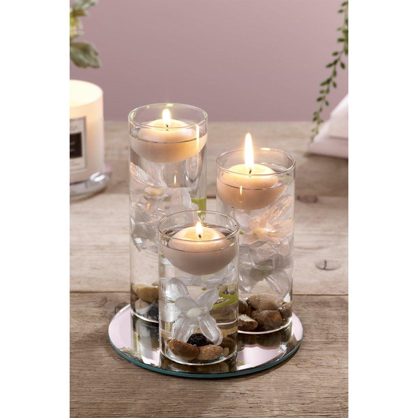 Grey - Hestia - Floating Candle & Faux Flower Set - 2