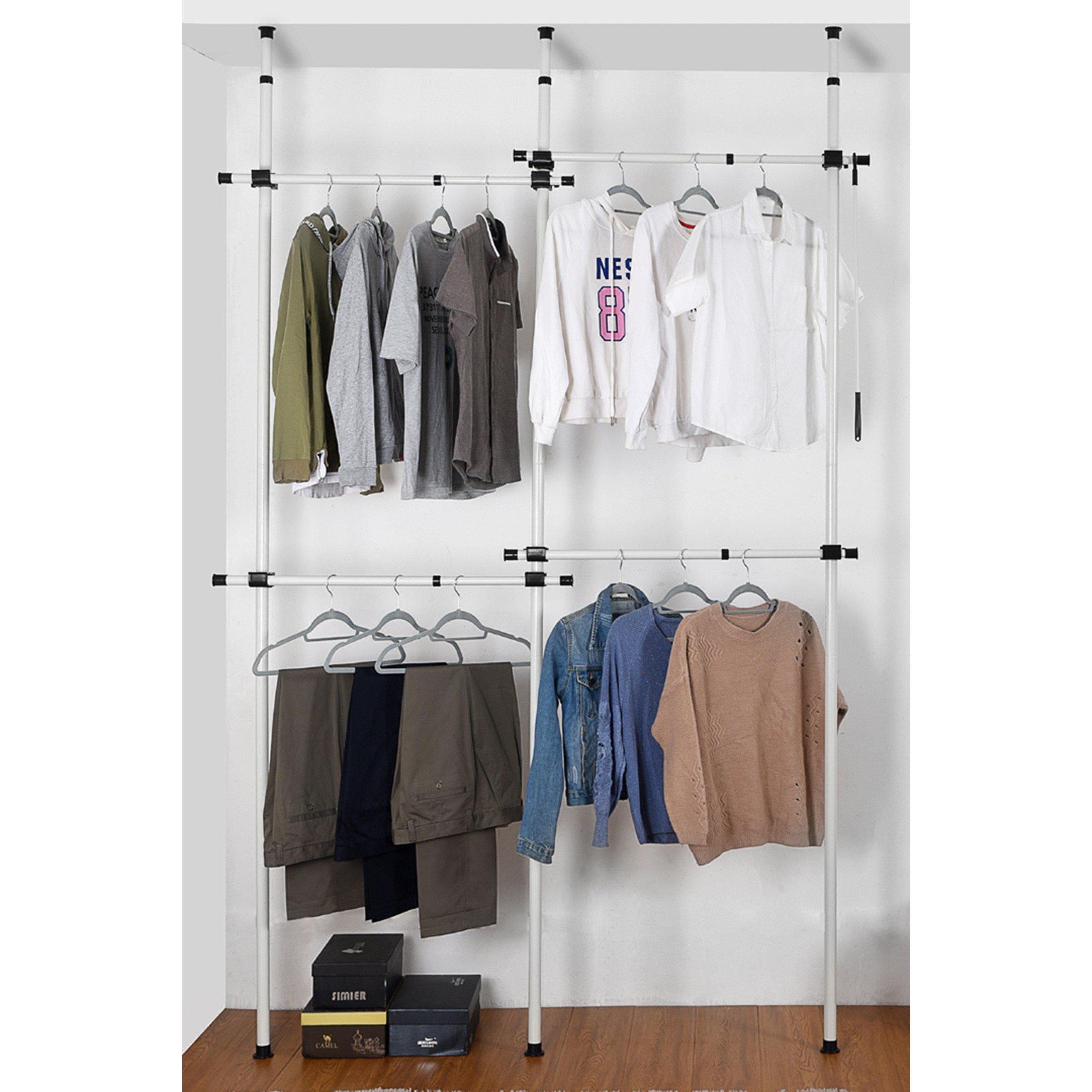 House Of Home  Telescopic Wardrobe Organiser - White - Double