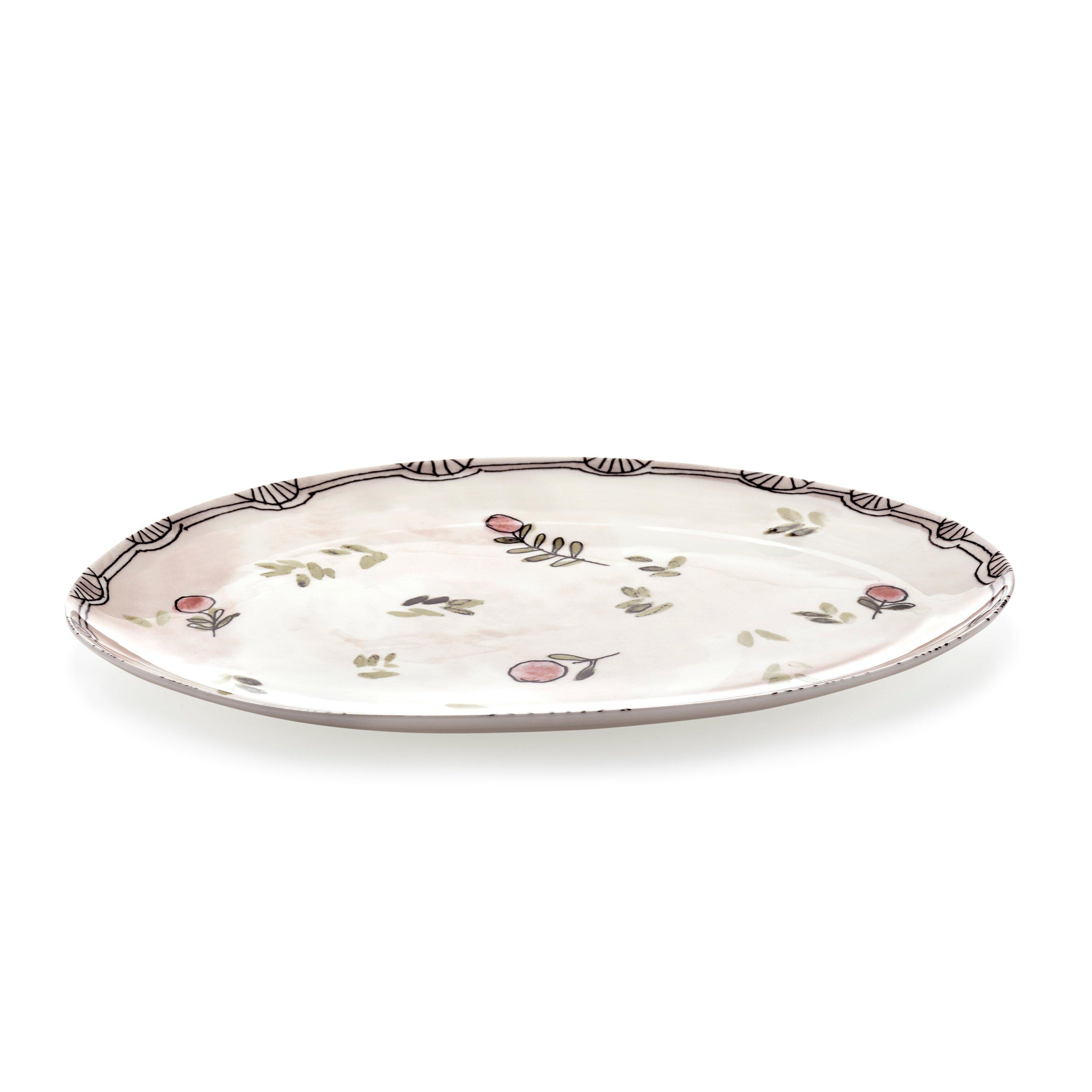 Serax X Marni  Serax Mirtillo Nude Midnight Flowers Oval Plate - Small - Pink
