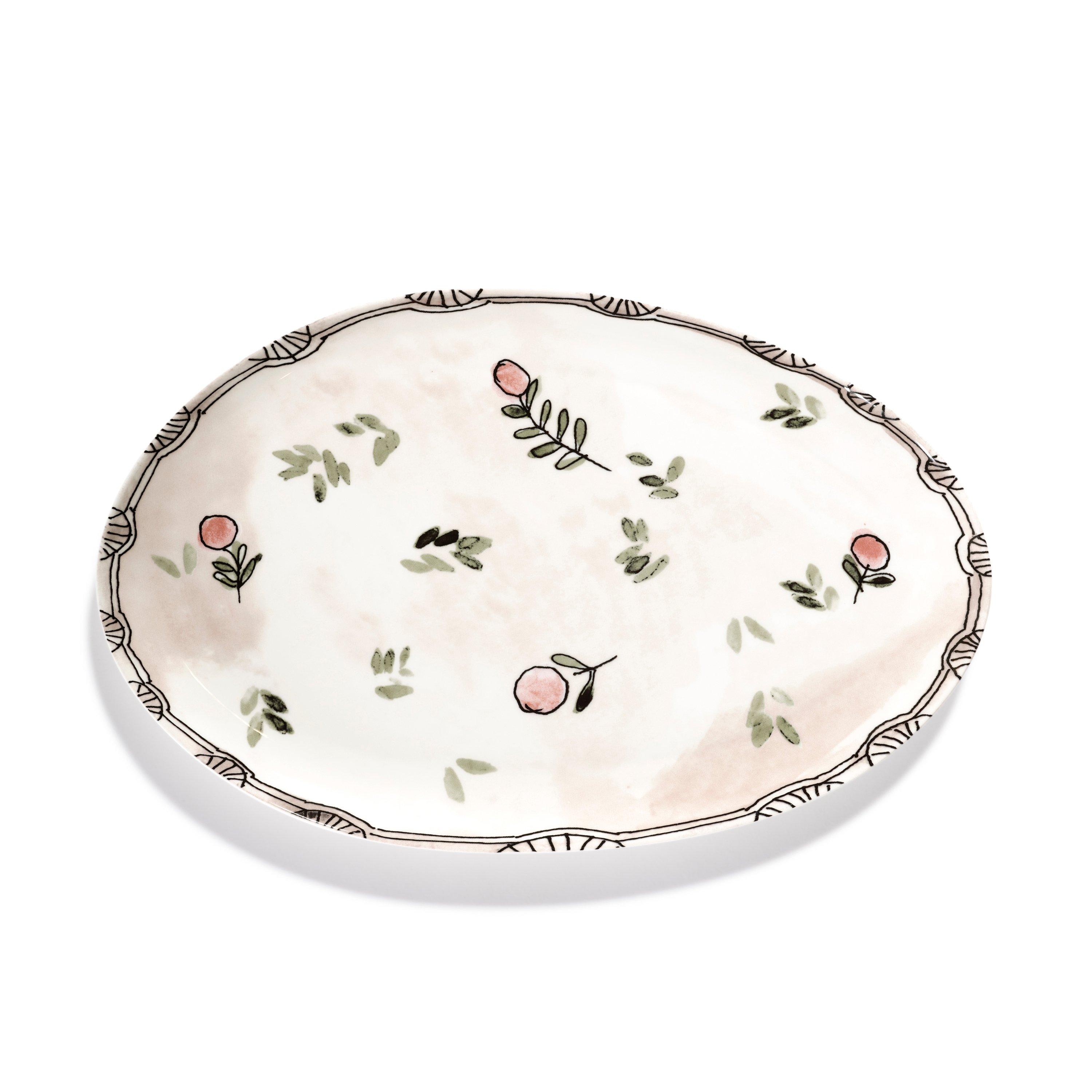 Pink - Serax X Marni - Serax X Marni Mirtillo Nude Midnight Flowers Oval Plate - Small - 2