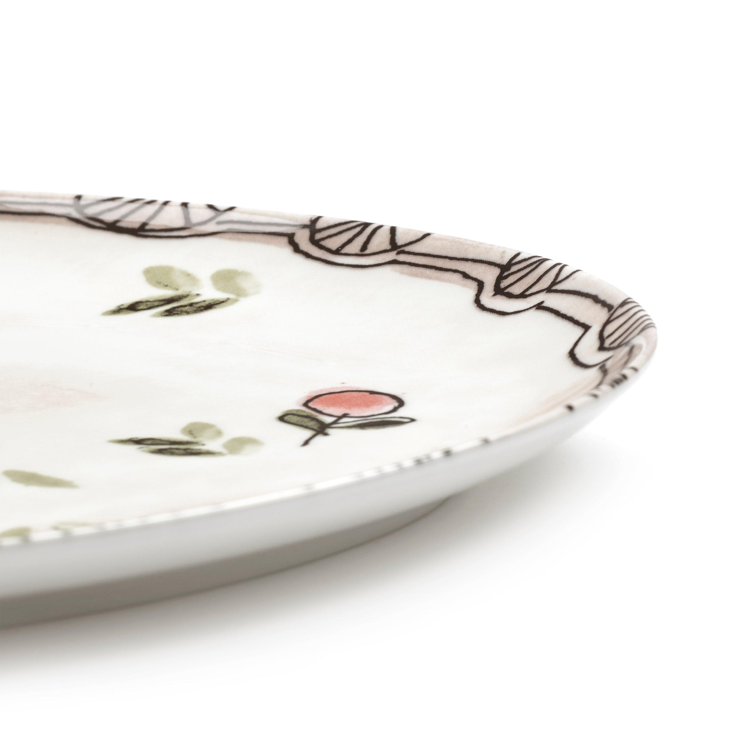 Pink - Serax X Marni - Serax X Marni Mirtillo Nude Midnight Flowers Oval Plate - Small - 4