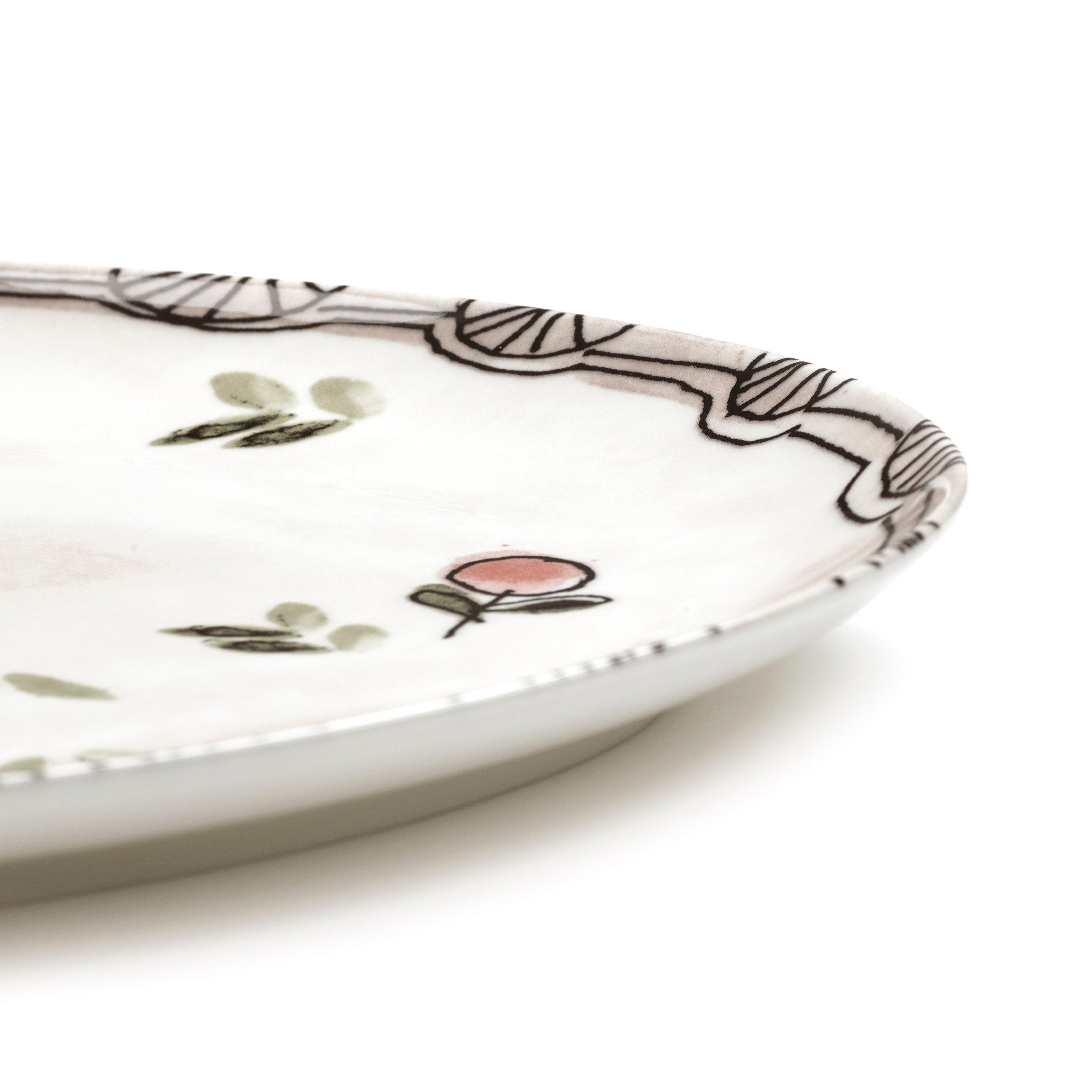 Pink - Serax X Marni - Serax X Marni Mirtillo Nude Midnight Flowers Oval Plate - Large - 4