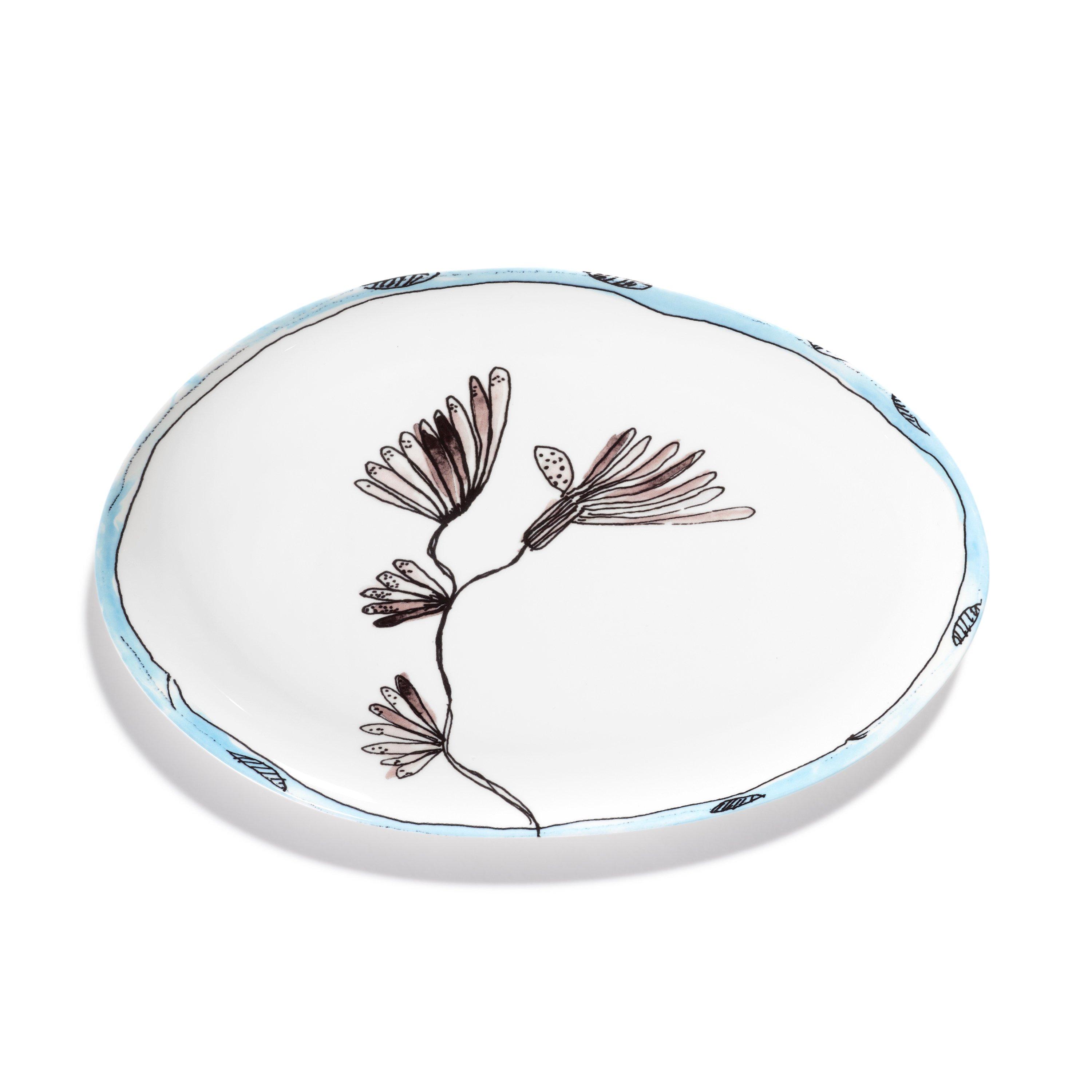 White/Blue - Serax X Marni - Serax X Marni Camelia Aubergine Midnight Flowers Oval Plate - Small - 2