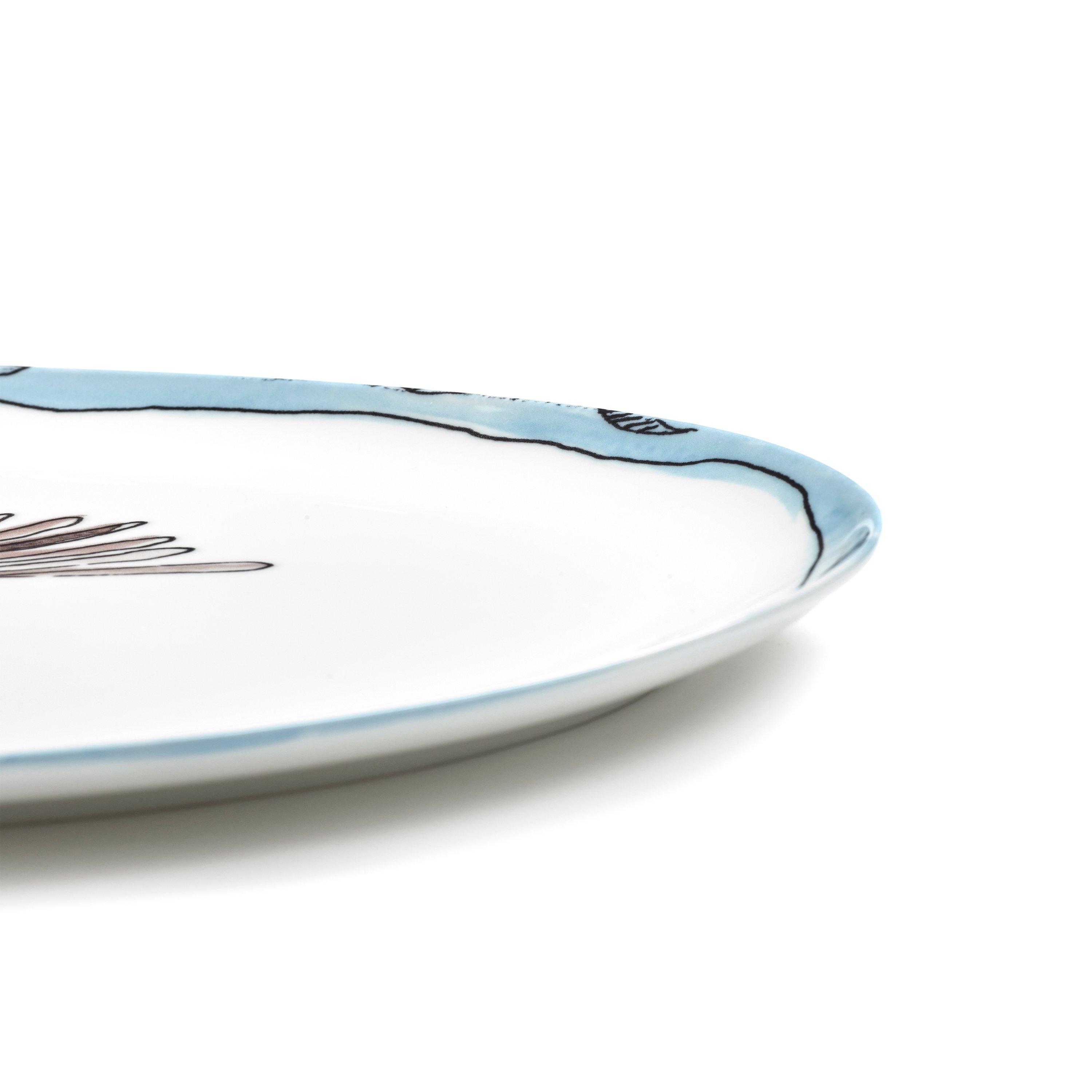 Blue - Serax X Marni - Serax X Marni Camelia Aubergine Midnight Flowers Oval Plate - Large - 4